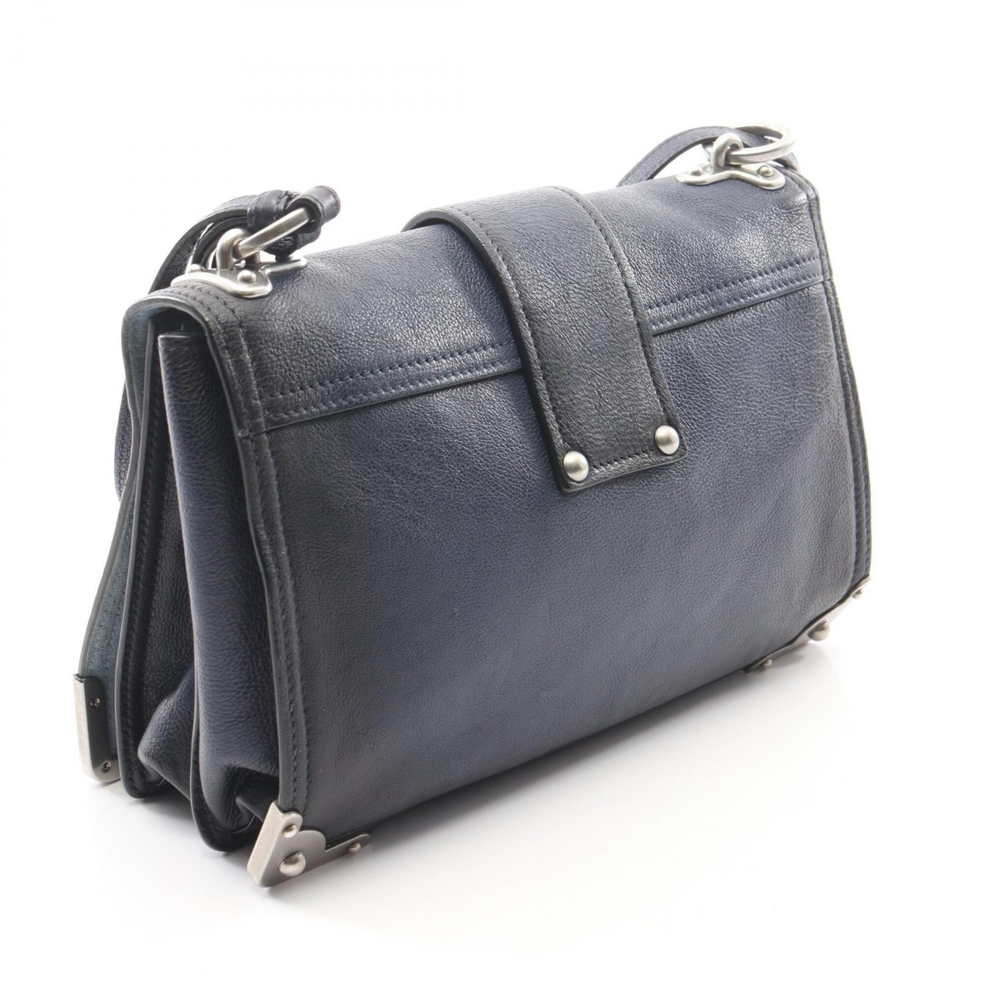 Prada Navy Leather Handbag Shoulder Bag (Pre-Owned)