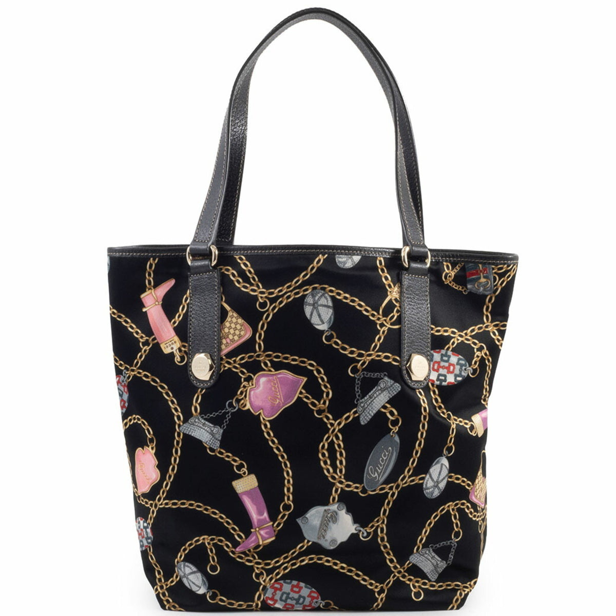 Gucci Multi-Color Satin Leather Tote Bag (Pre-Owned)