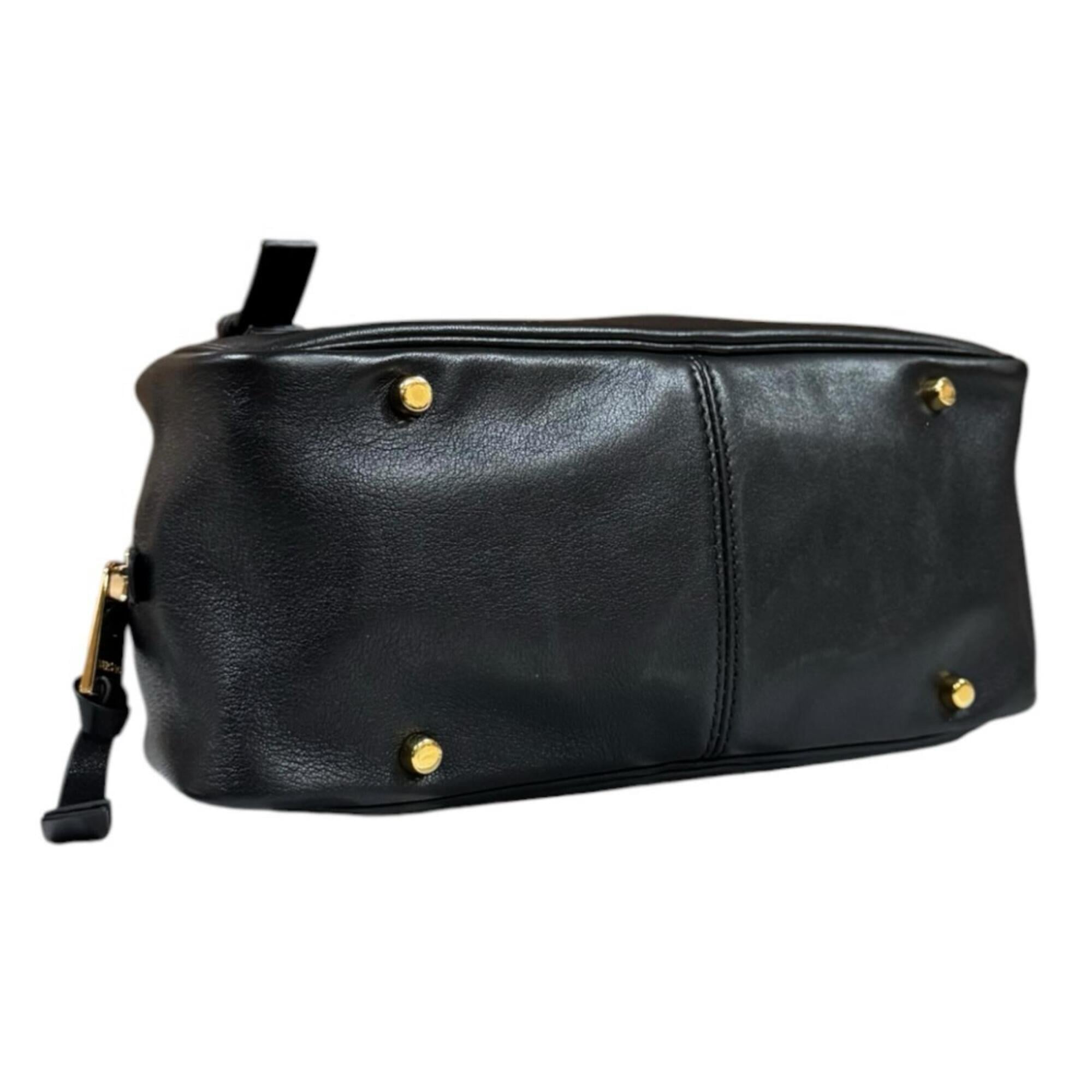 Versace Black Leather Handbag (Pre-Owned)