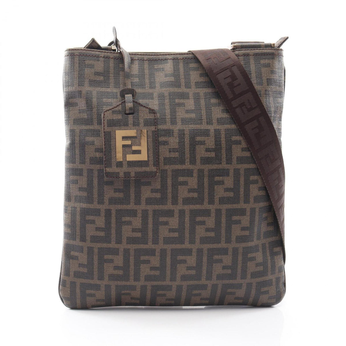 Fendi Black Brown Coated Canvas Handbag Shoulder Bag (Pre-Owned)