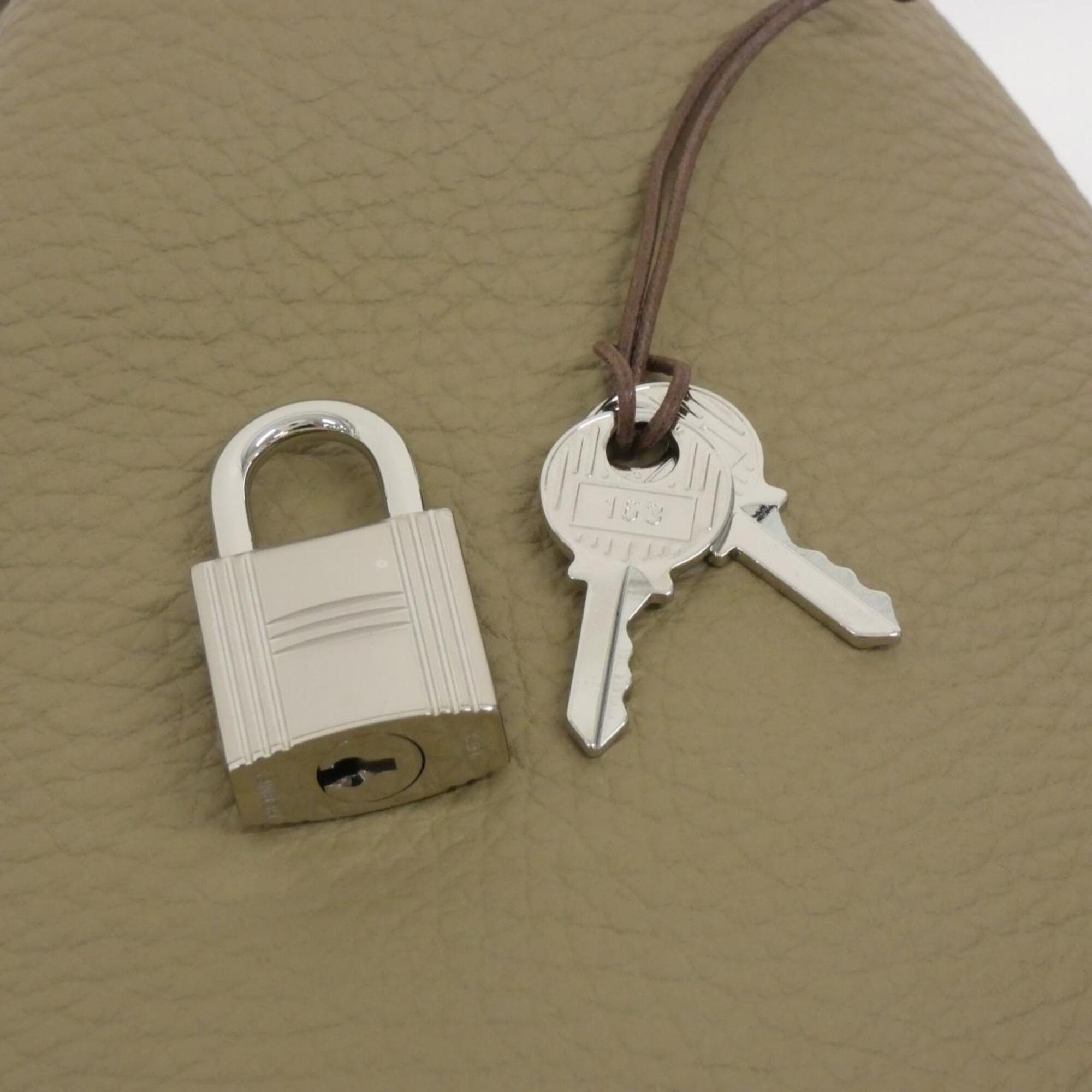 Hermes Beige Taurillon Clemence Leather Handbag (Pre-Owned)