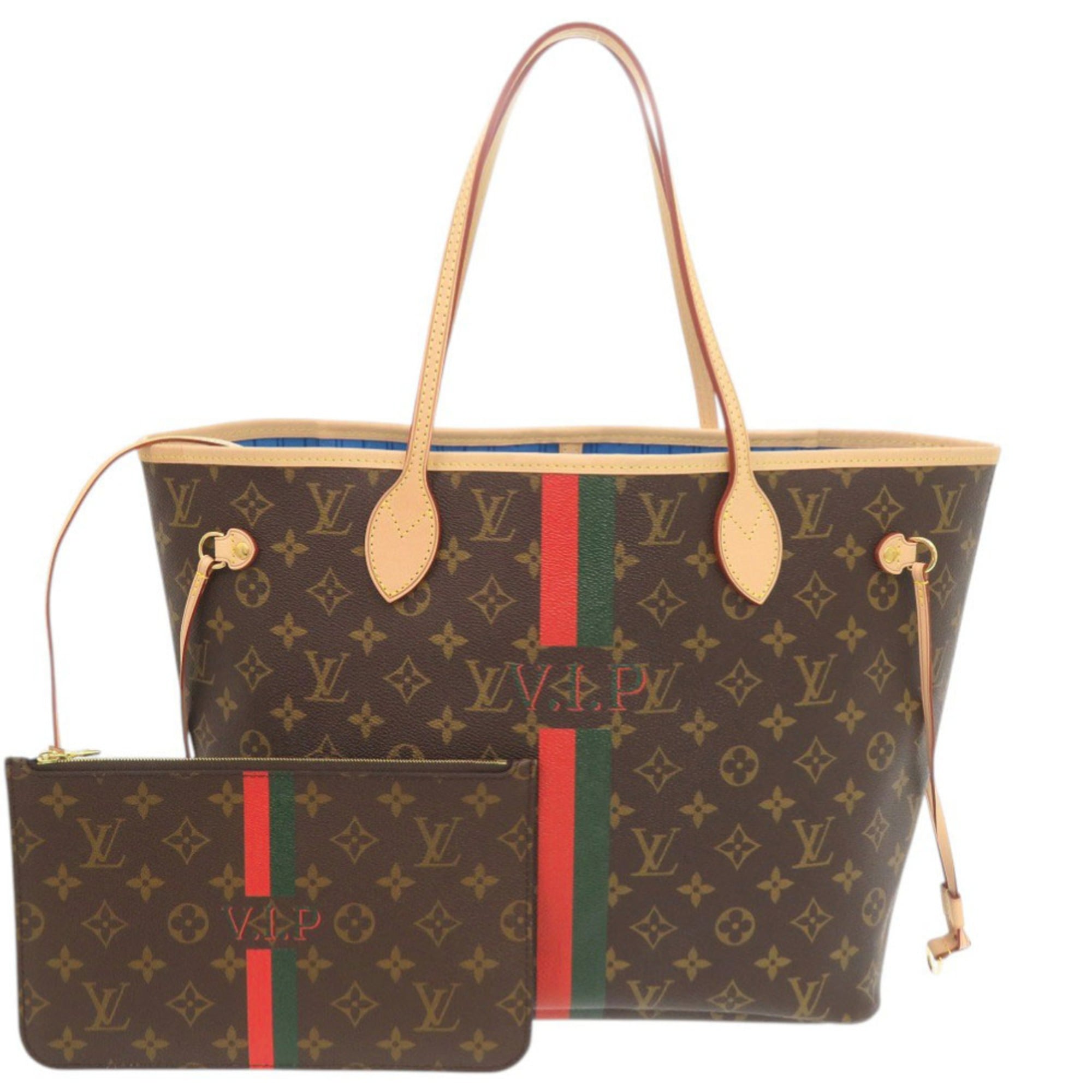 Louis Vuitton Brown Light Blue Monogram Monogram Handbag Tote Bag (Pre-Owned)