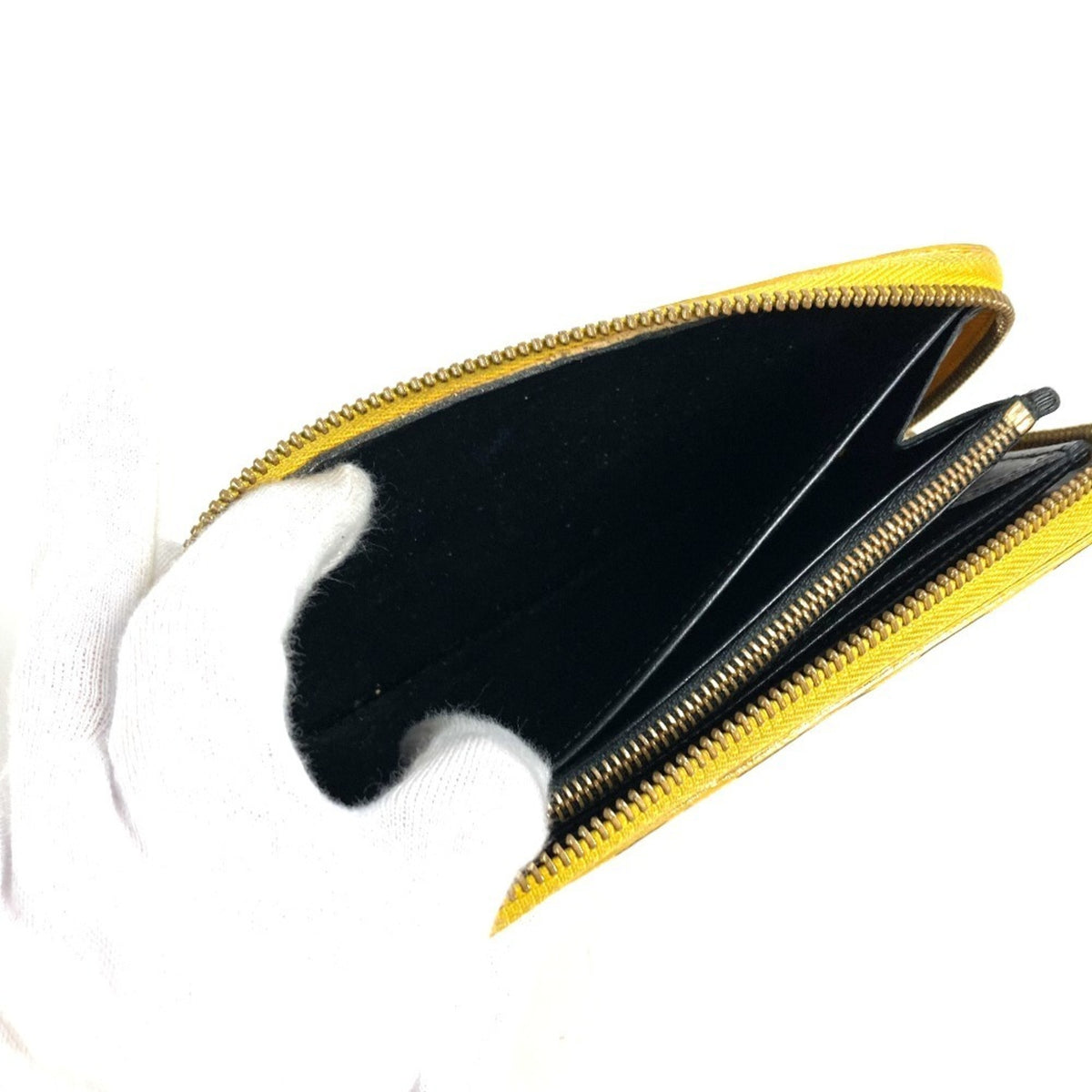 Louis Vuitton Dot Infinity (Yayoi Kusama) Black Yellow Patent Leather Long Wallet (Bi-Fold) (Pre-Owned)