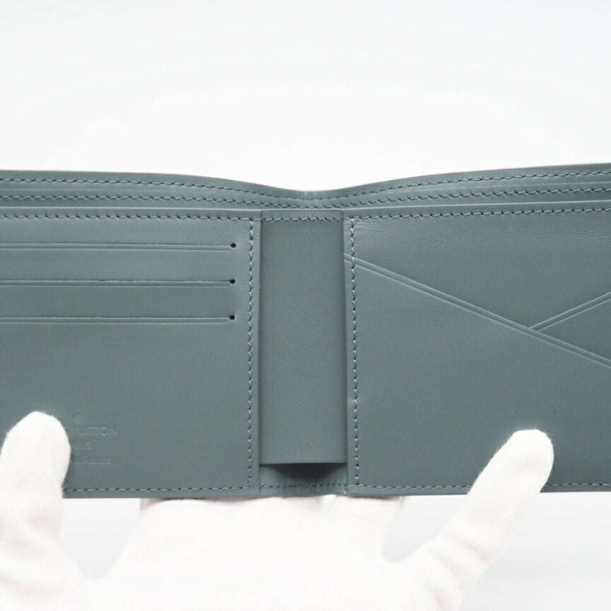 Louis Vuitton Gray Vert Leather Wallet (Bi-Fold) (Pre-Owned)