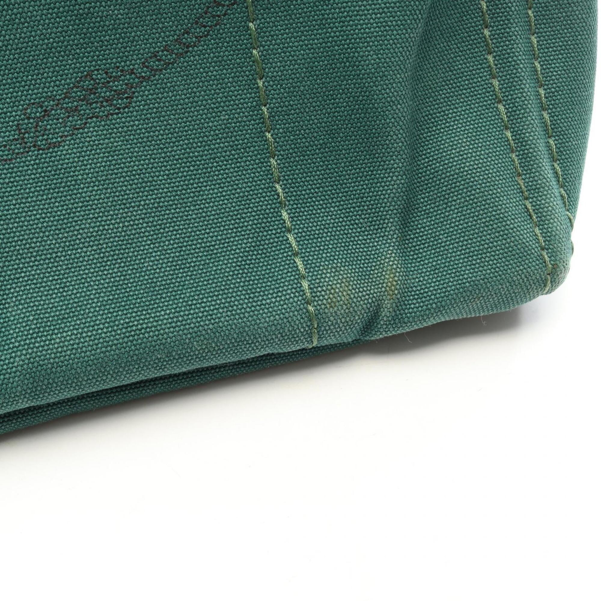 Prada Green Canvas Handbag Tote Bag (Pre-Owned)