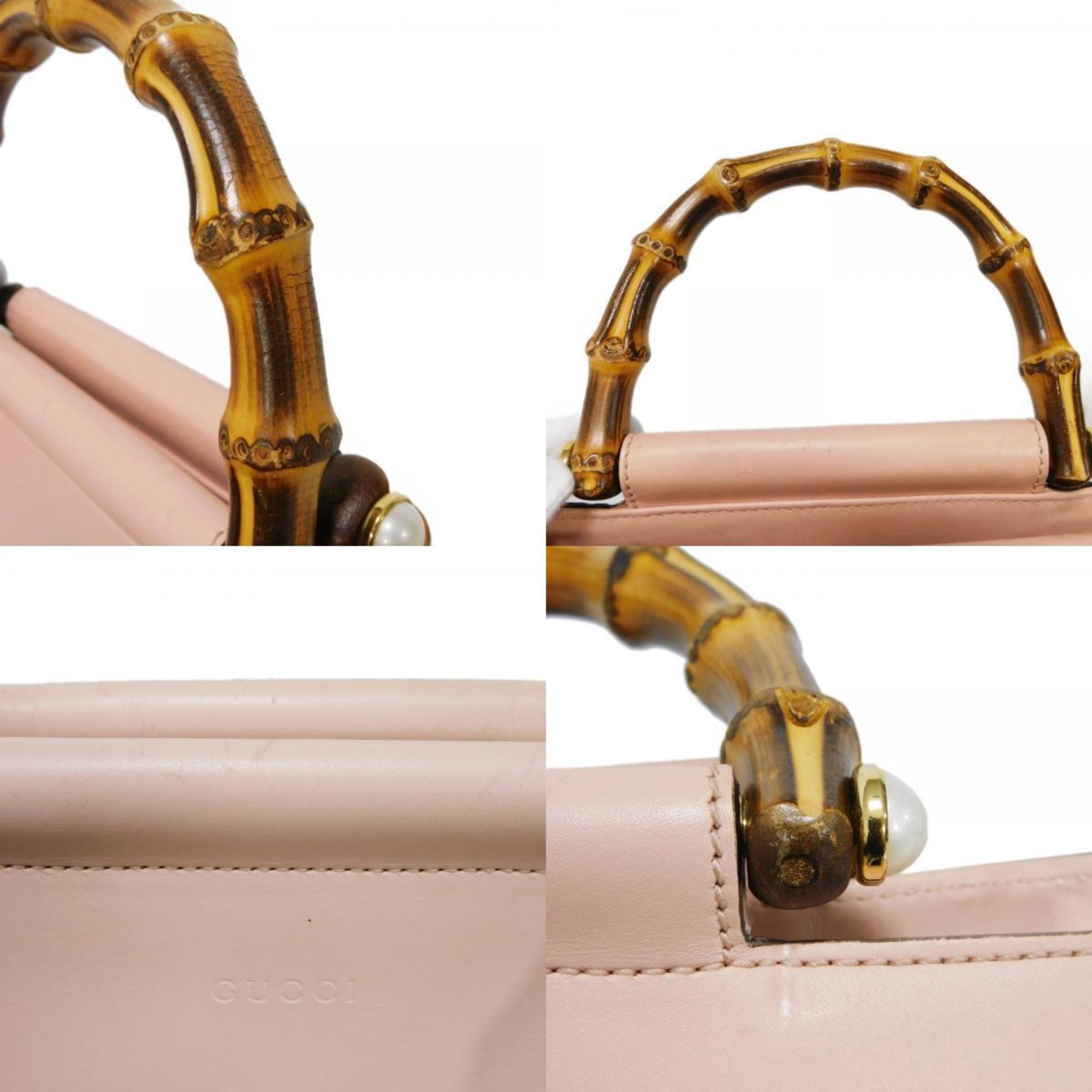Gucci Light Pink Bamboo Leather Handbag (Pre-Owned)