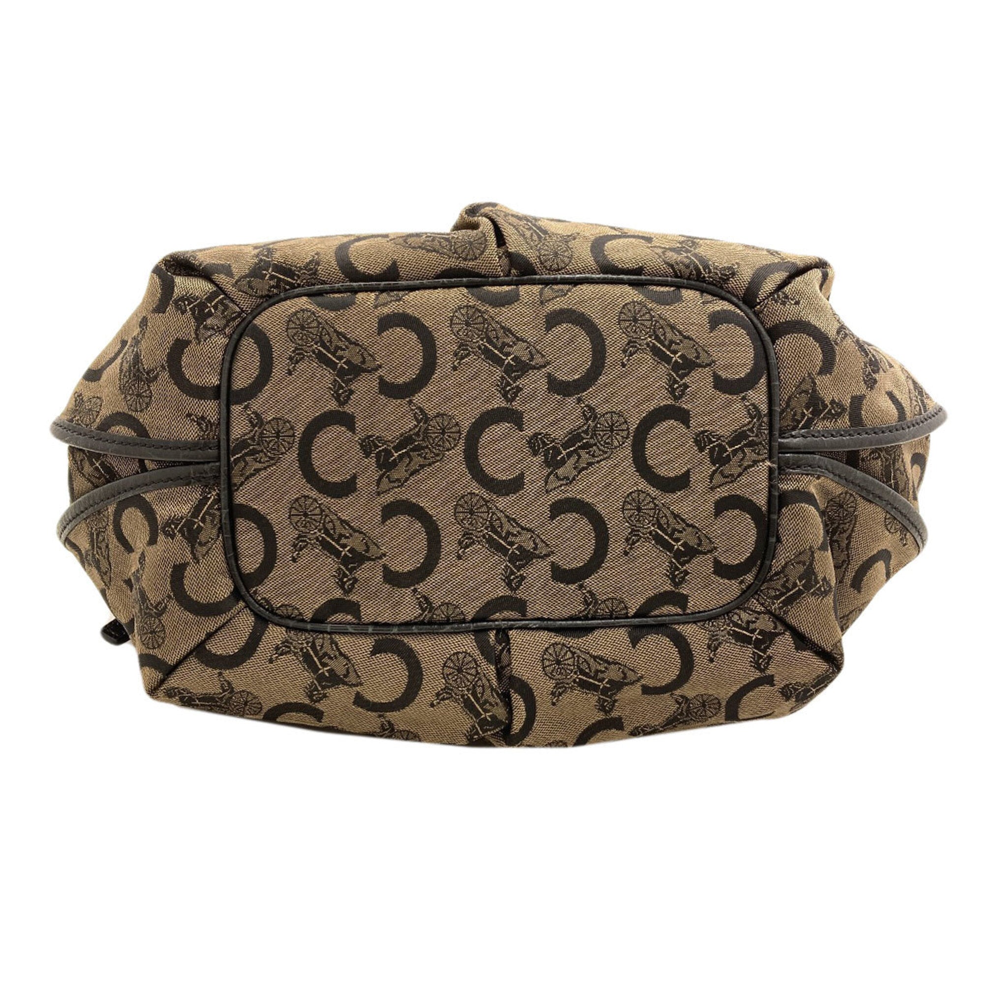 Celine Black Brown Canvas Handbag (Pre-Owned)