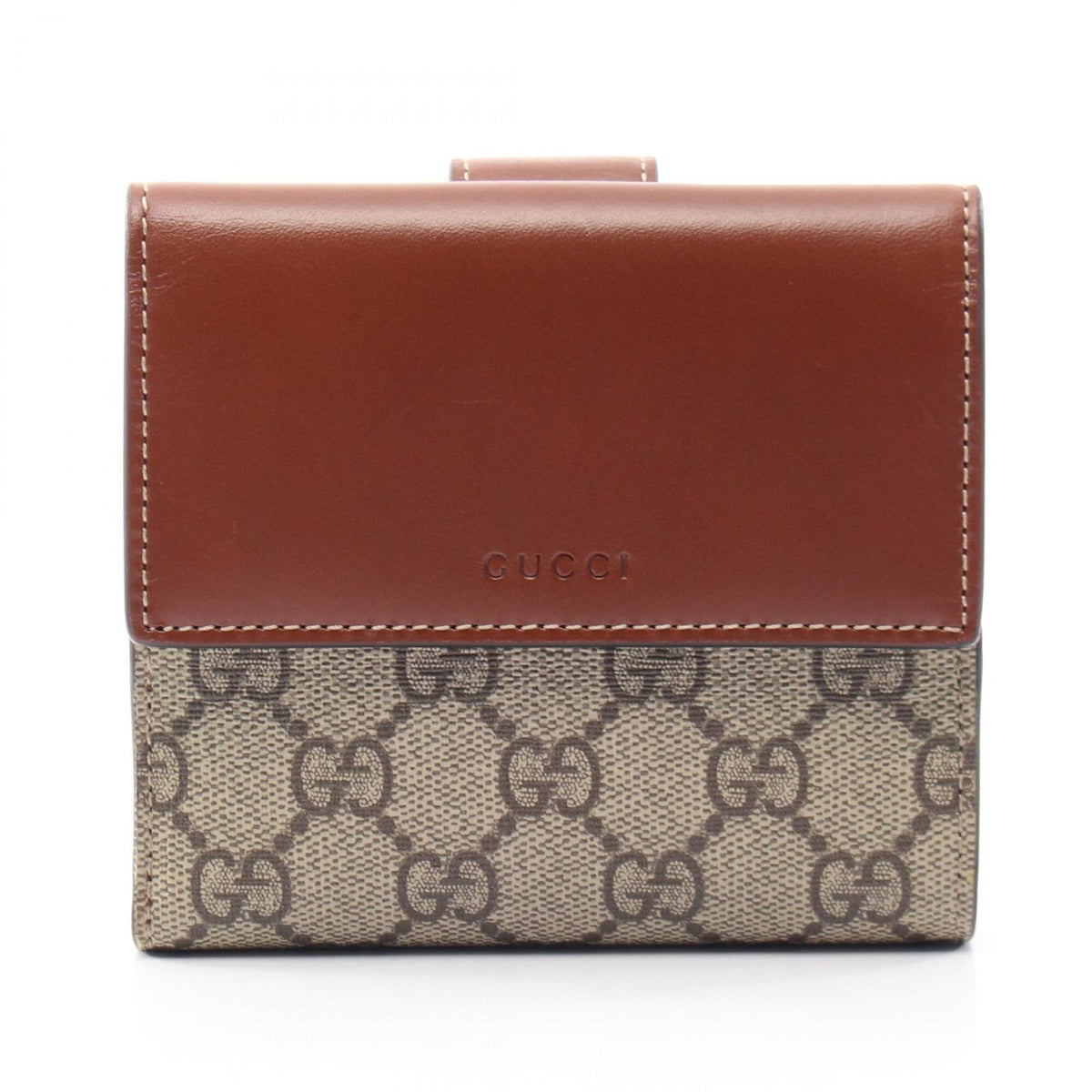 Gucci Beige Brown Leather Pvc Wallet (Bi-Fold) (Pre-Owned)