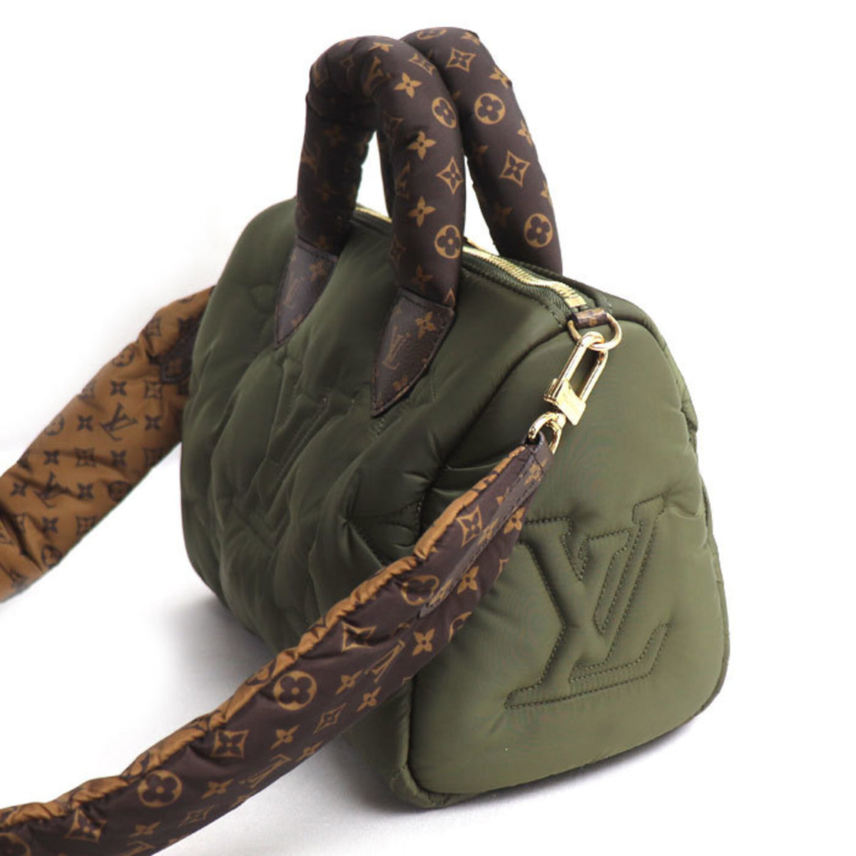 Louis Vuitton Khaki Nylon Monogram Handbag (Pre-Owned)