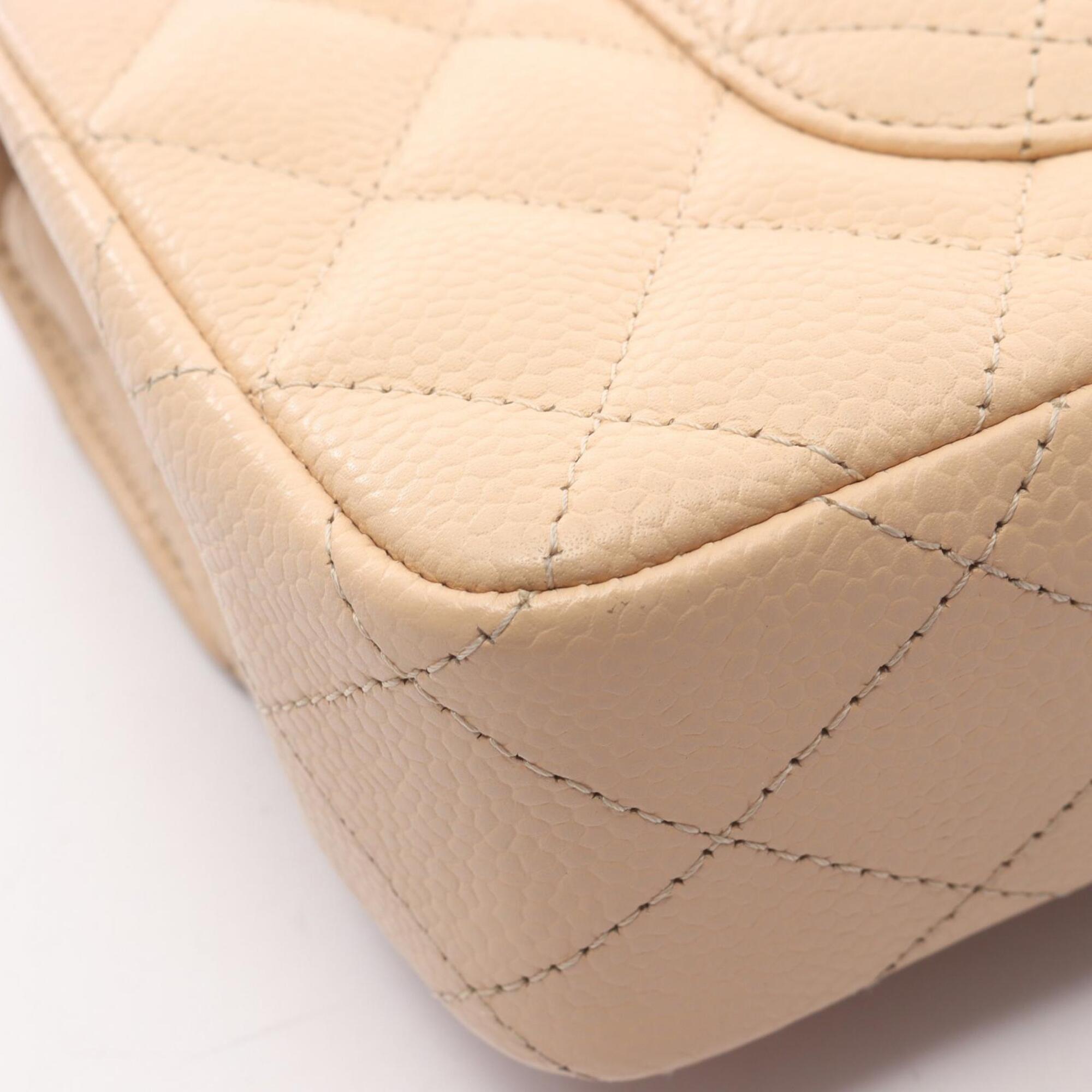 Chanel Beige Leather Handbag Shoulder Bag (Pre-Owned)