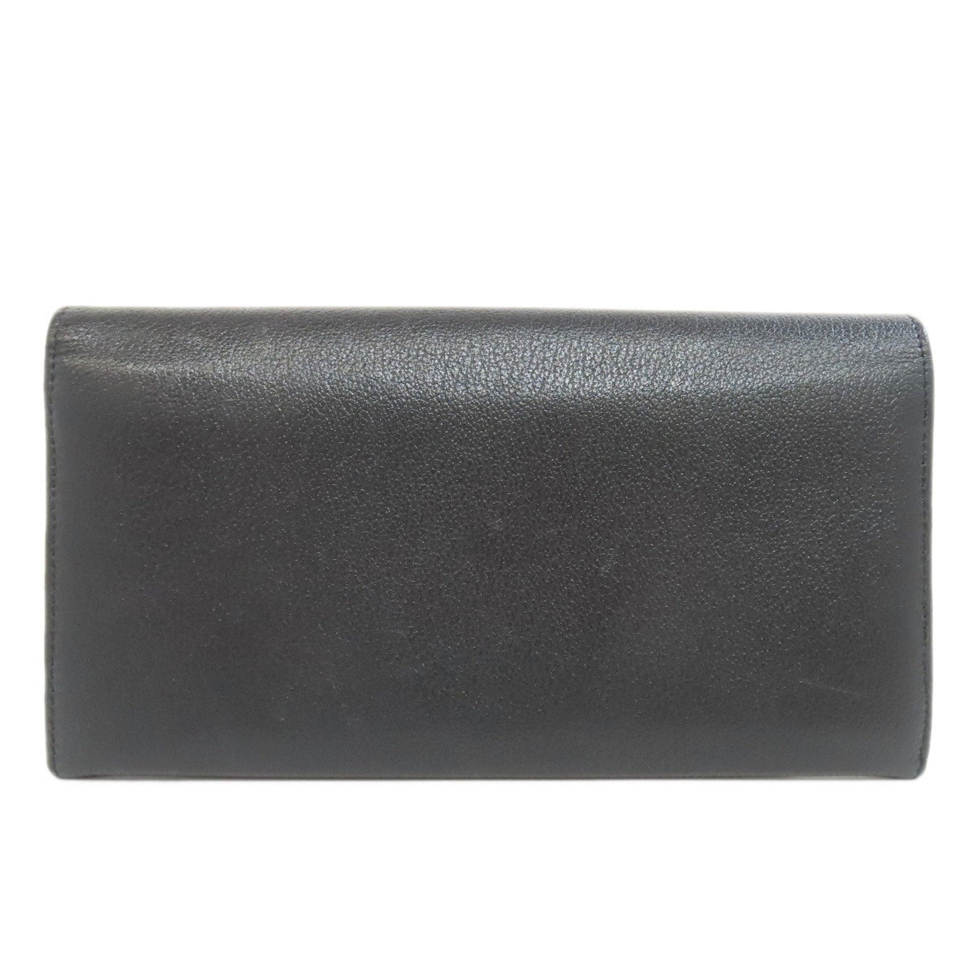 Chanel Black Leather Long Wallet (Bi-Fold) (Pre-Owned)