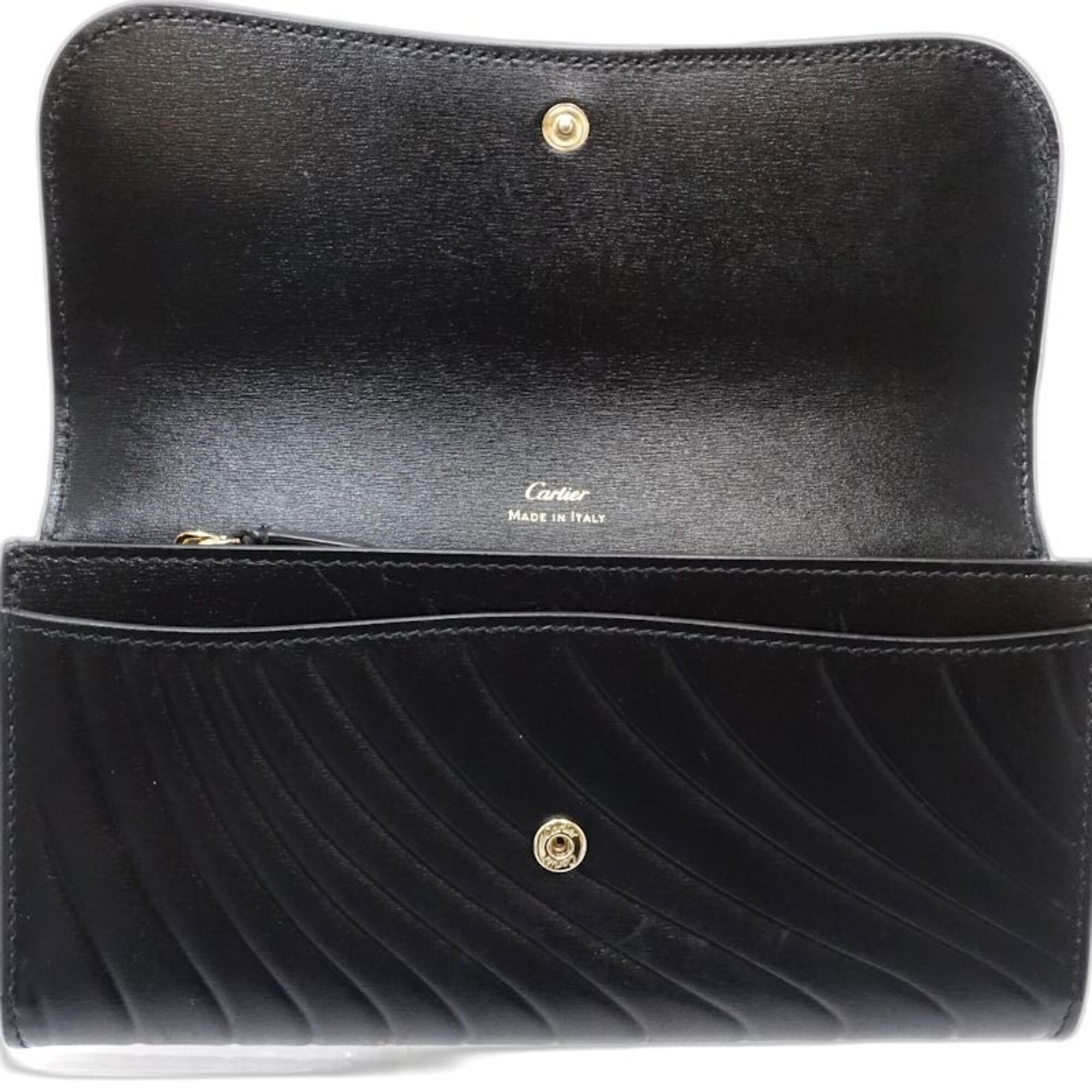 Cartier Black Leather Long Wallet (Bi-Fold) (Pre-Owned)