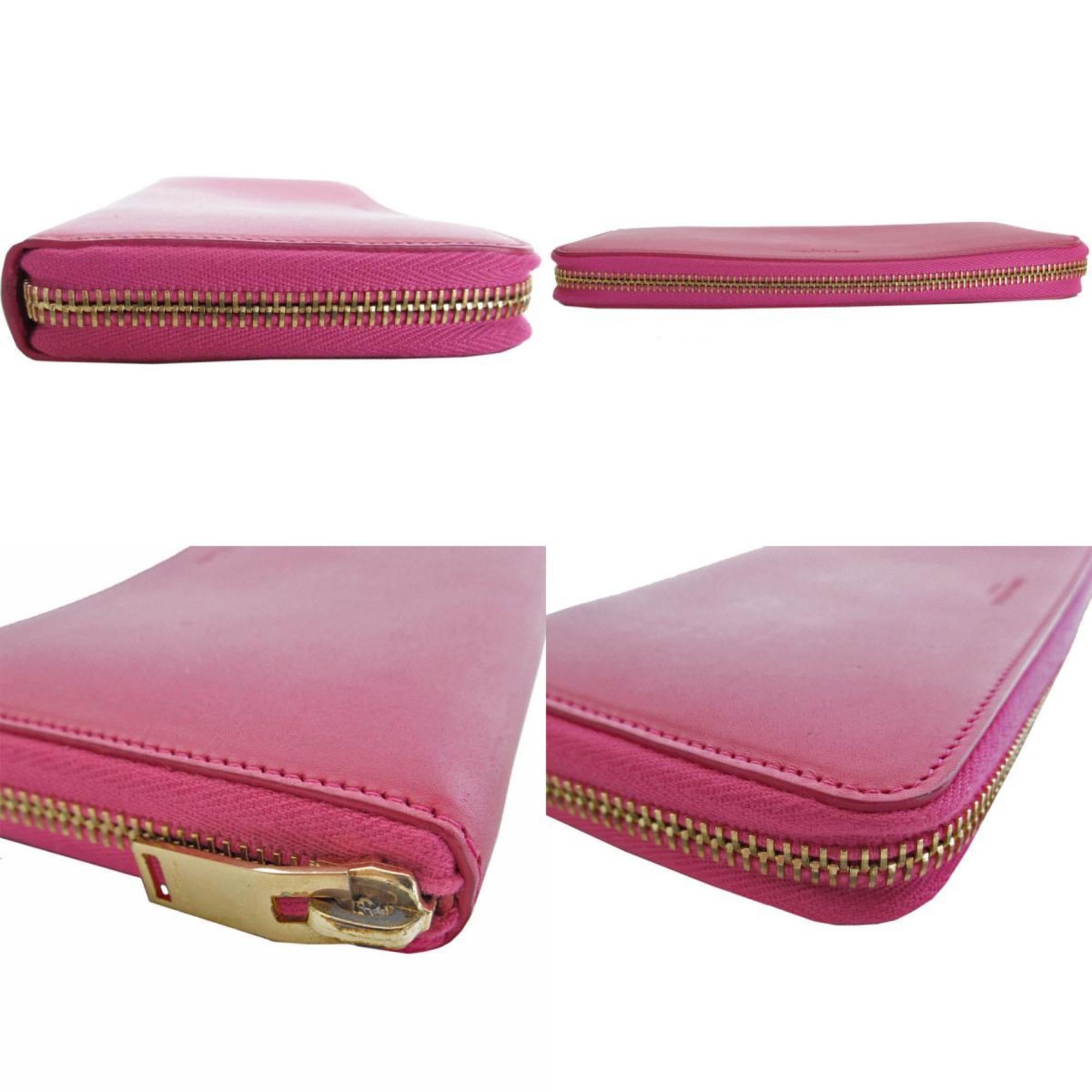 Saint Laurent Pink Leather Long Wallet (Bi-Fold) (Pre-Owned)