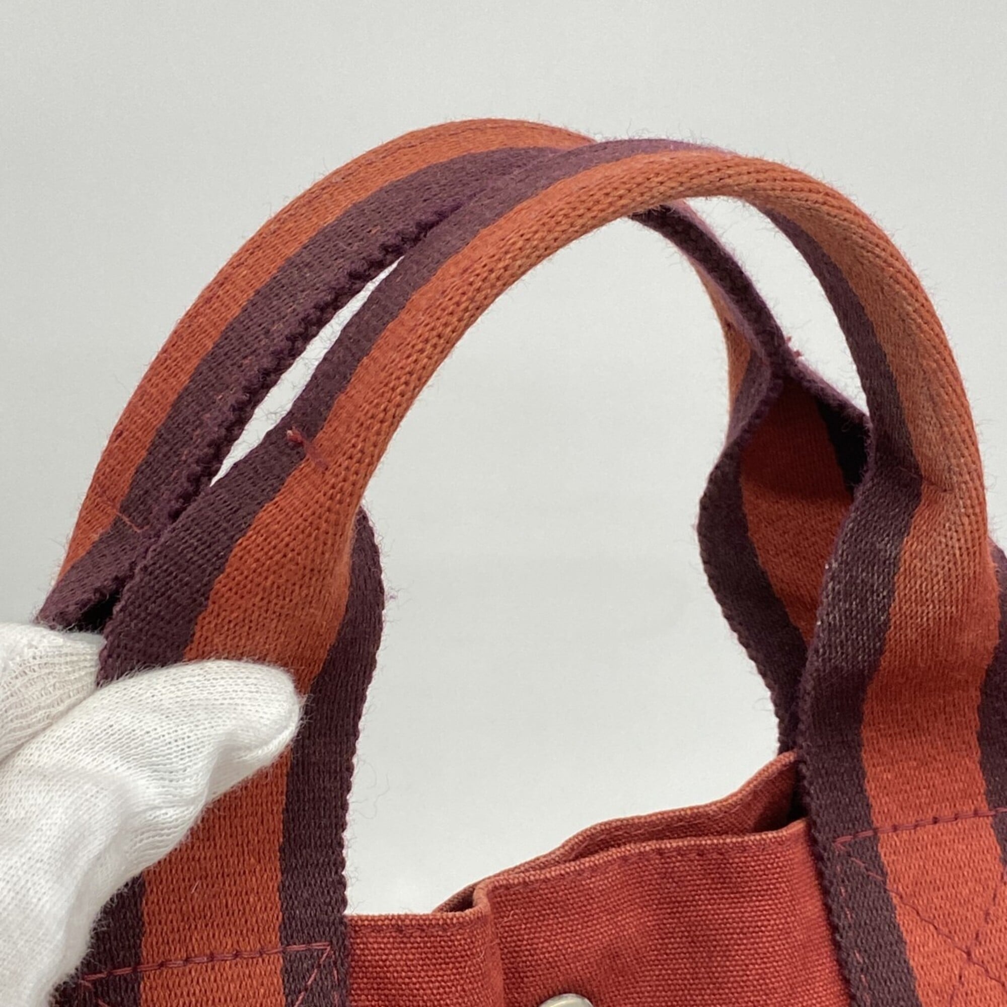 Hermes Red Color Canvas Tote Bag (Pre-Owned)