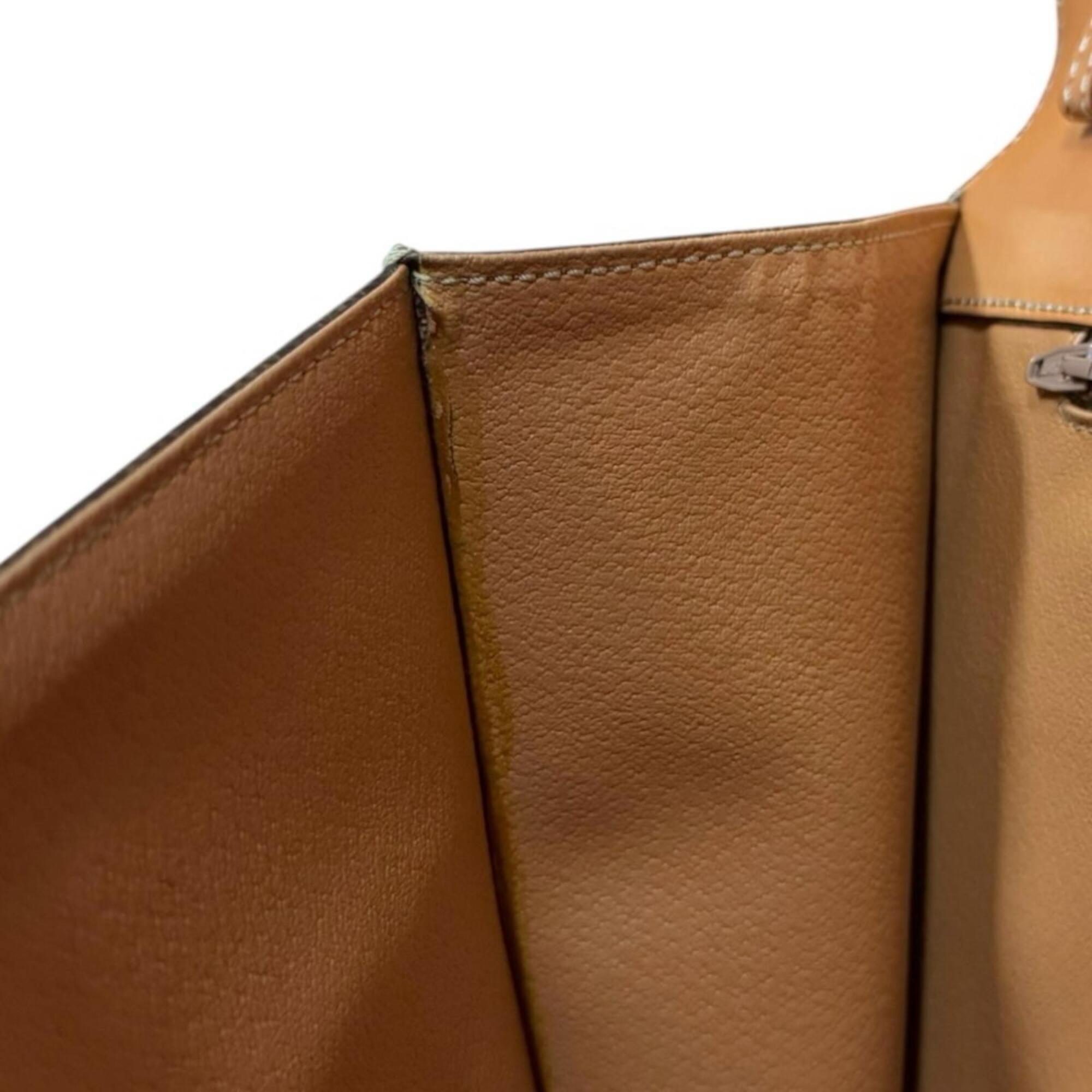 Celine Brown Coated Canvas Leather Clutch Bag Shoulder Bag (Pre-Owned)