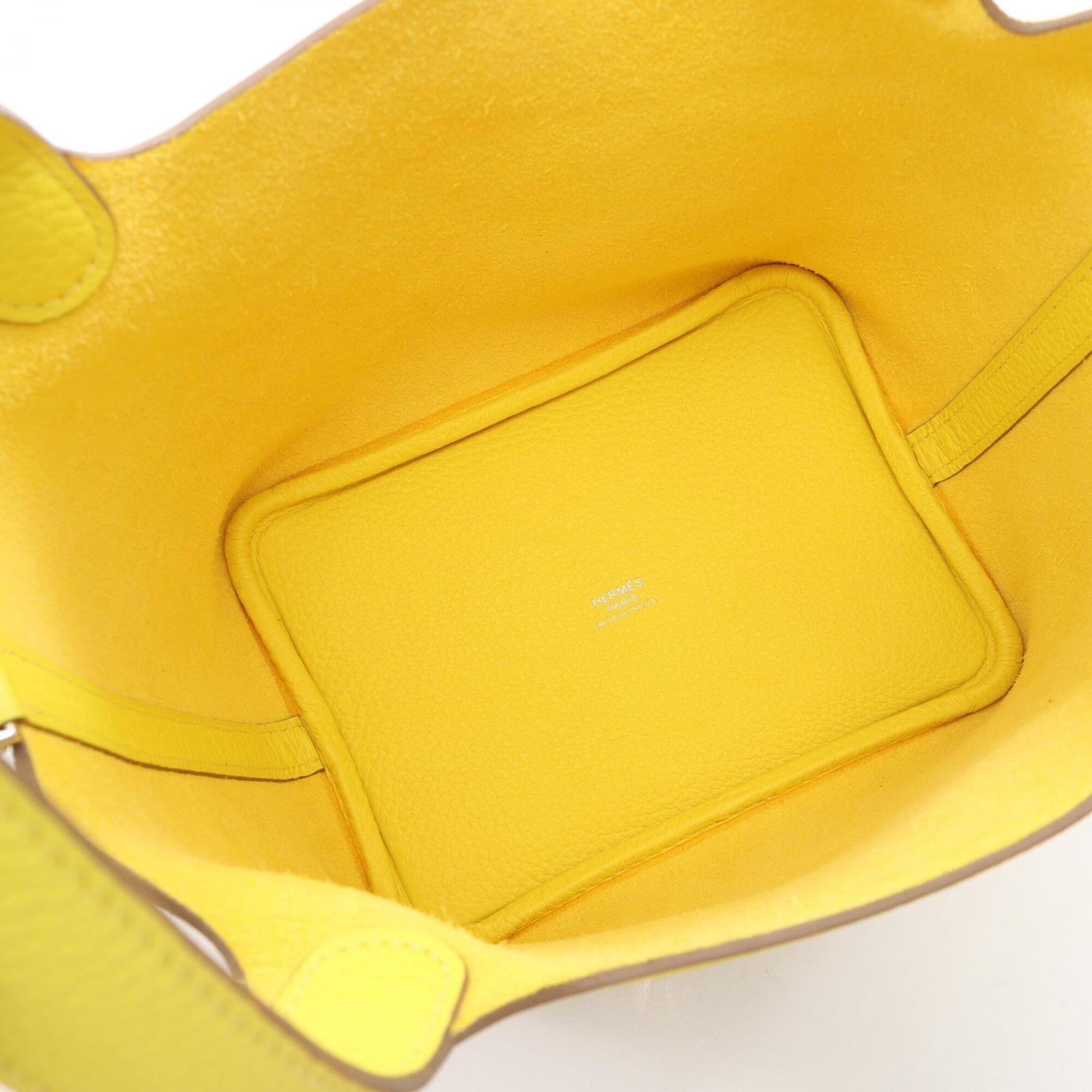 Hermes Lime Yellow Yellow Taurillon Clemence Leather Handbag (Pre-Owned)