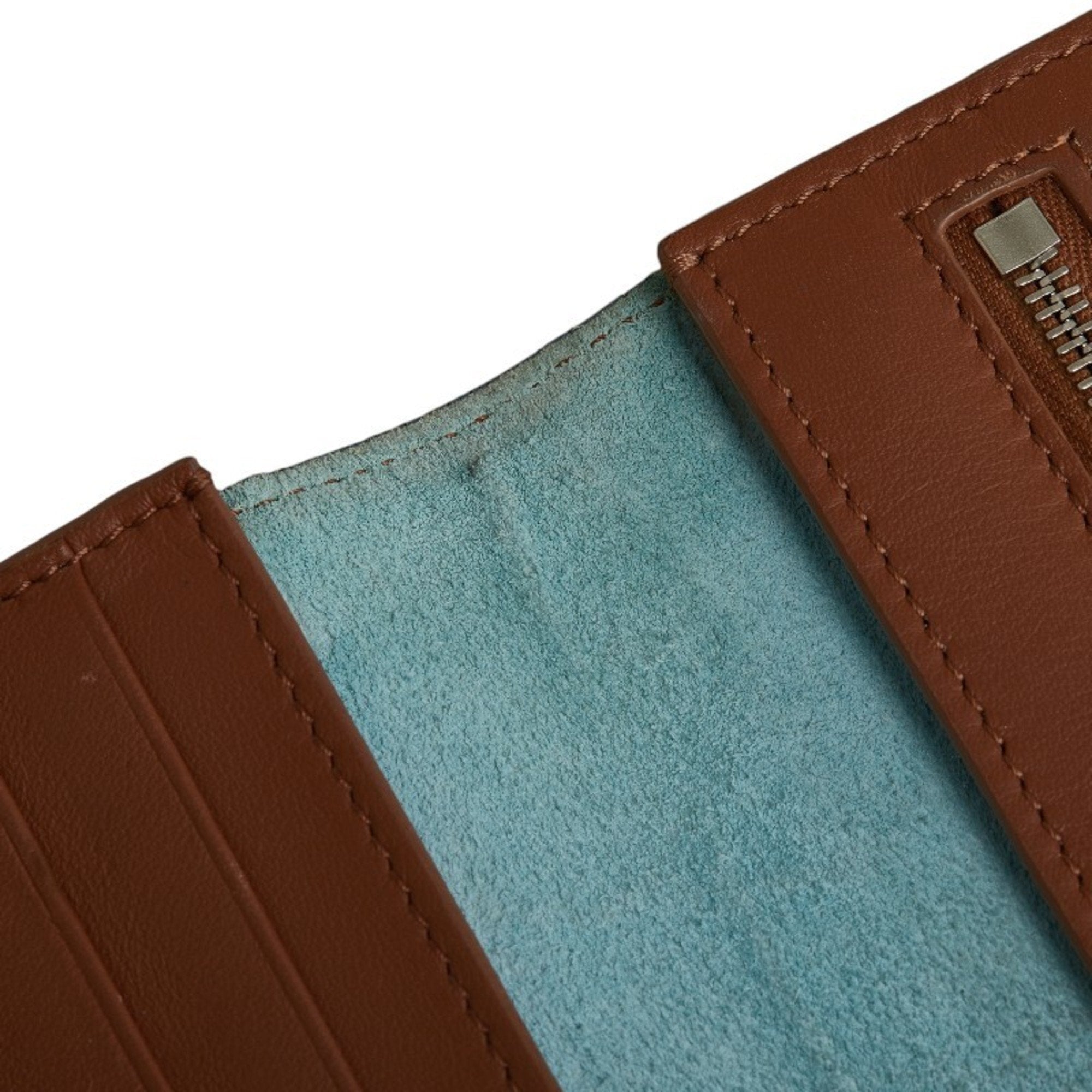 Celine Blue Brown Leather Wallet (Bi-Fold) (Pre-Owned)