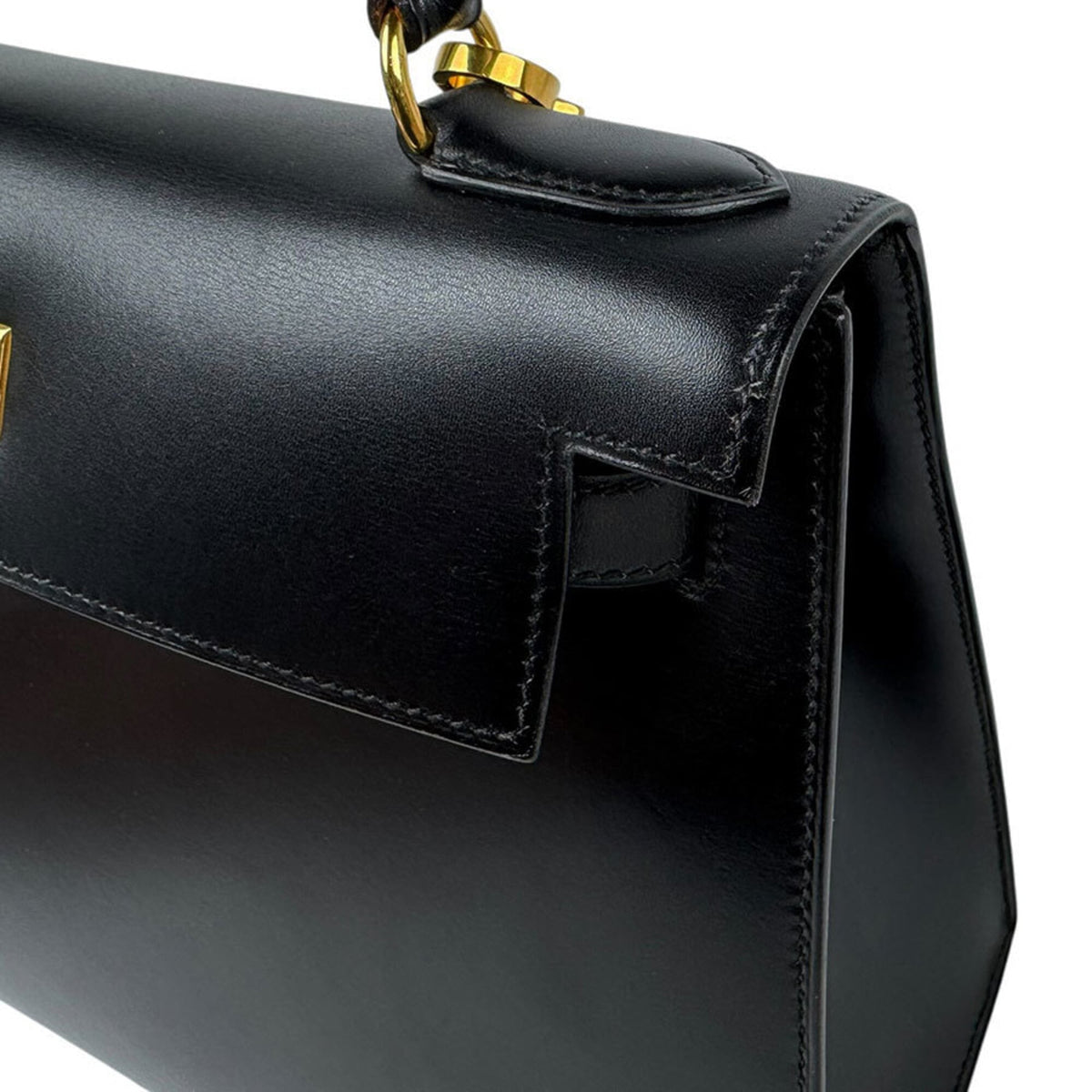 Hermes Black Box Calf Leather Handbag Shoulder Bag (Pre-Owned)