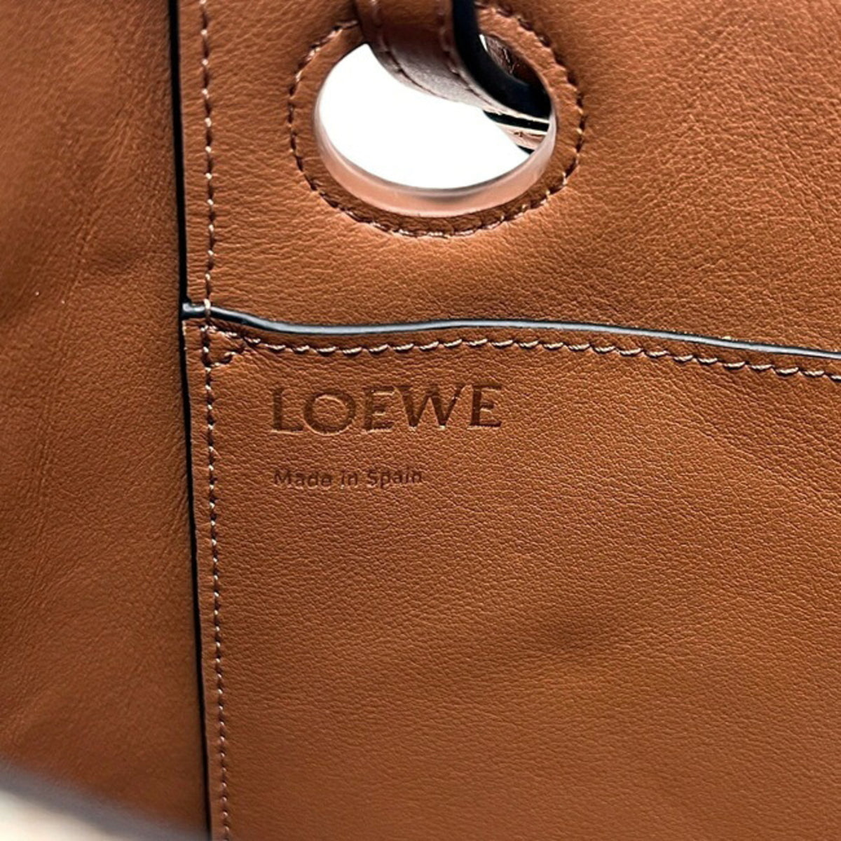 Loewe Beige Brown Canvas Leather Handbag Tote Bag (Pre-Owned)