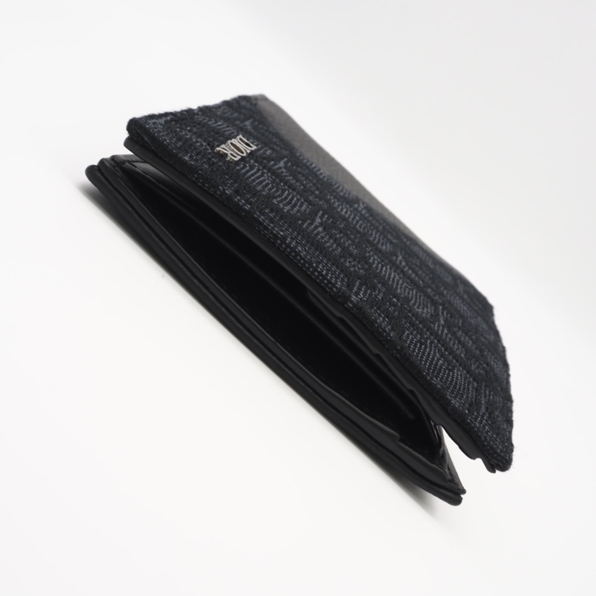 Christian Dior Navy Black Canvas Leather Wallet (Bi-Fold) (Pre-Owned)