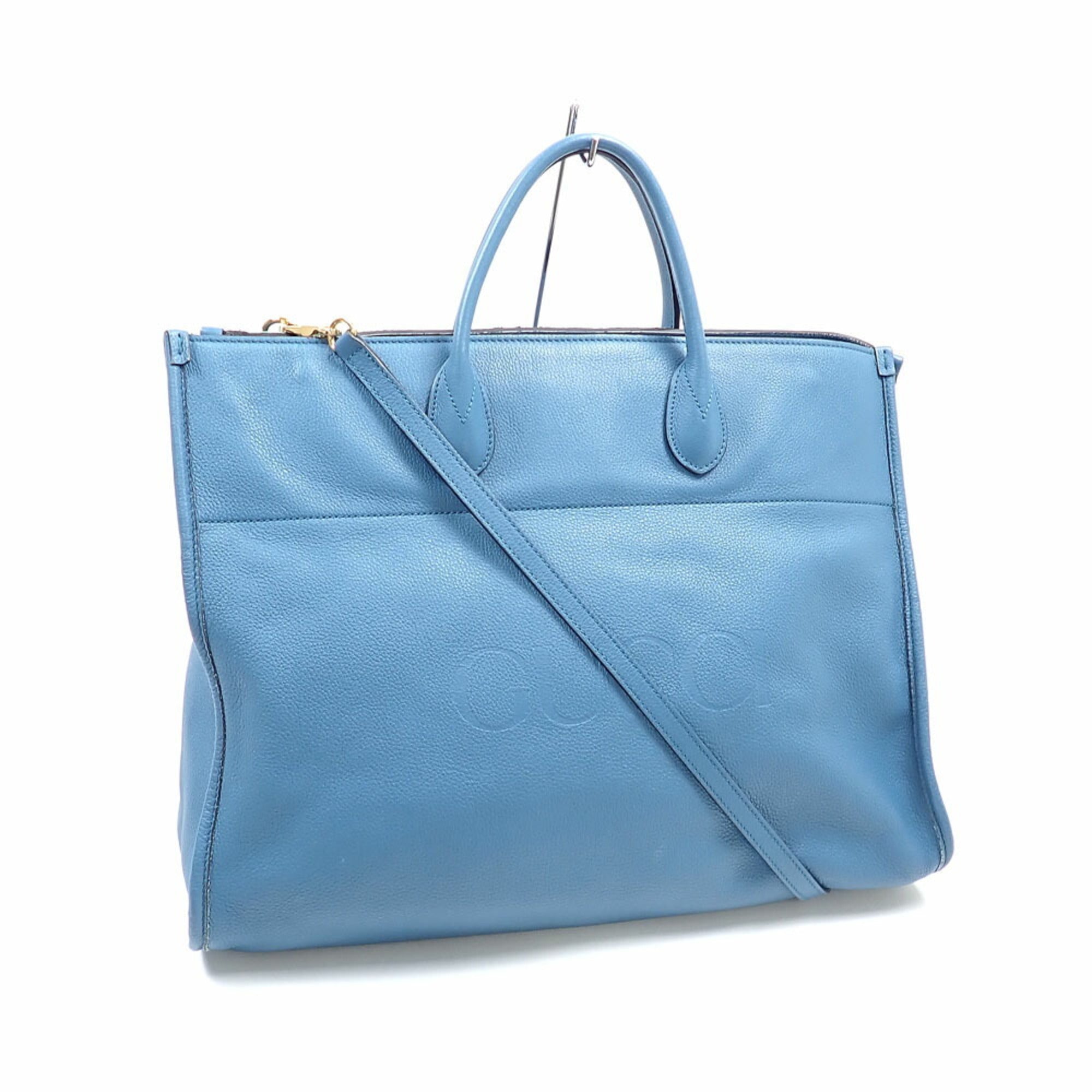 Gucci Blue Leather Tote Bag (Pre-Owned)