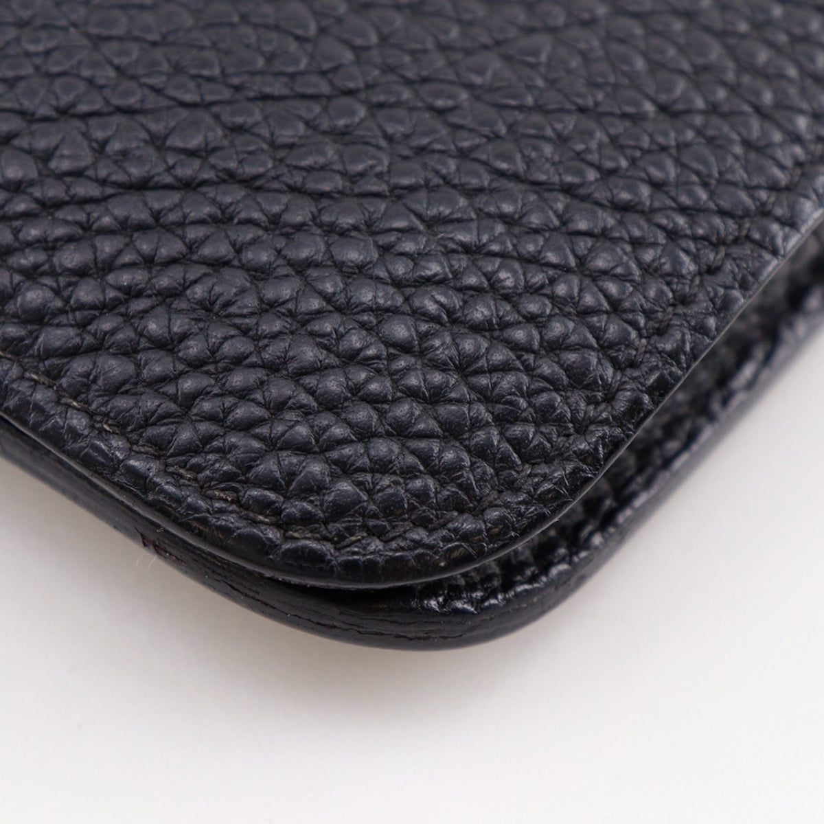 Hermes Black Taurillon Clemence Leather Long Wallet (Bi-Fold) (Pre-Owned)