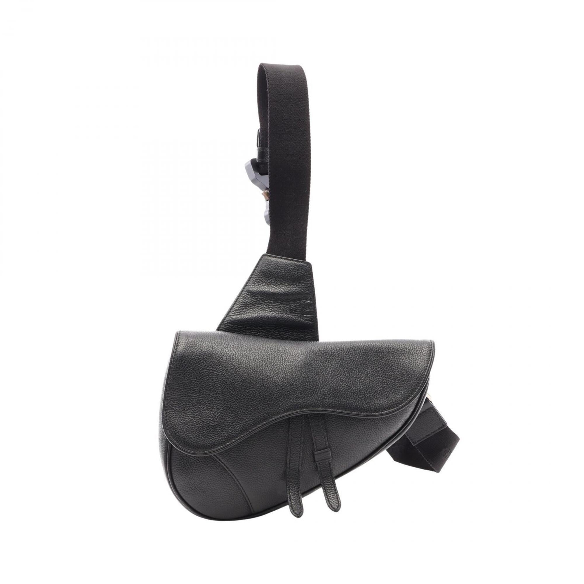 Christian Dior Black Leather Handbag Saddle Bag Sling Bag (Pre-Owned)