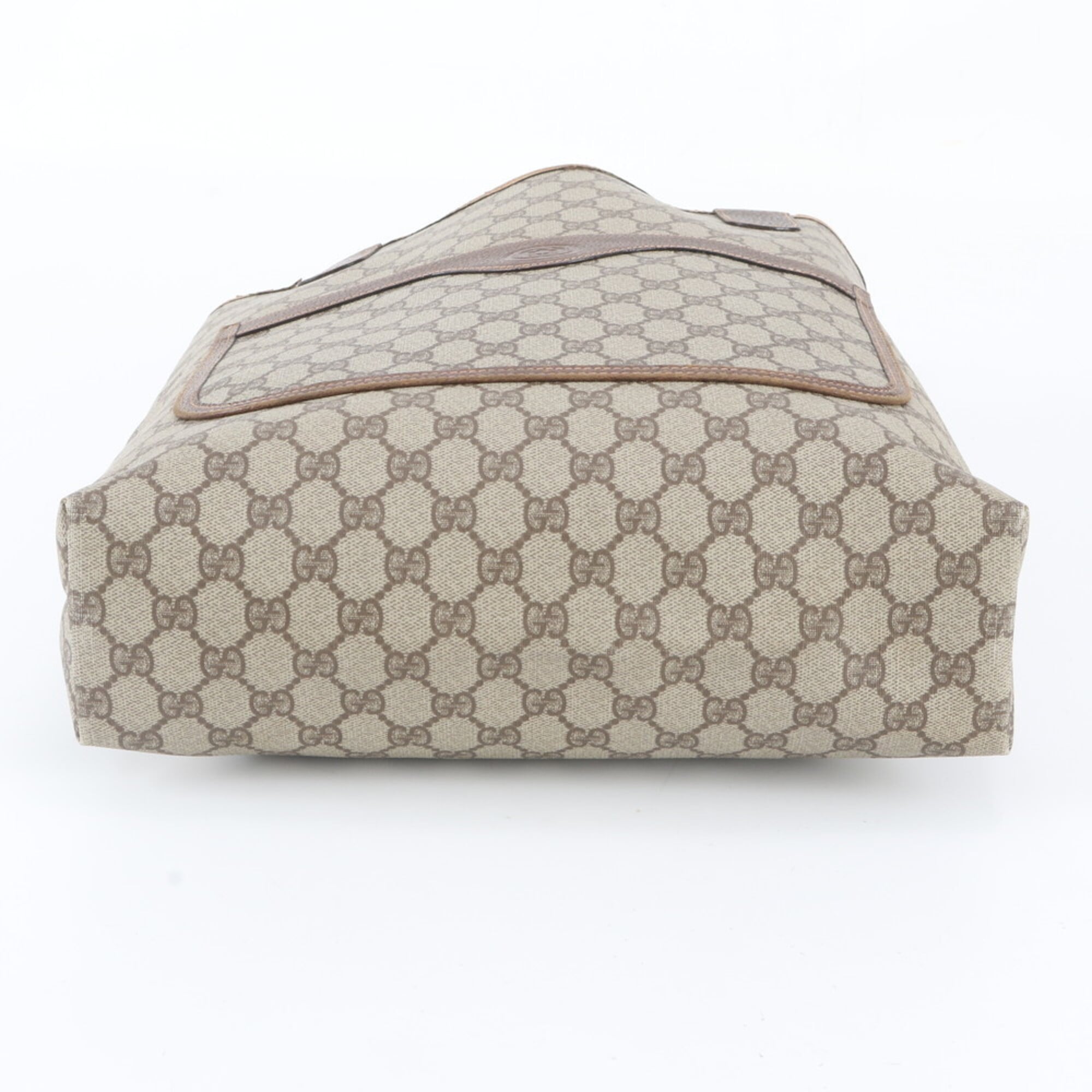 Gucci Beige Brown Leather Coated Canvas Shoulder Bag Tote Bag (Pre-Owned)