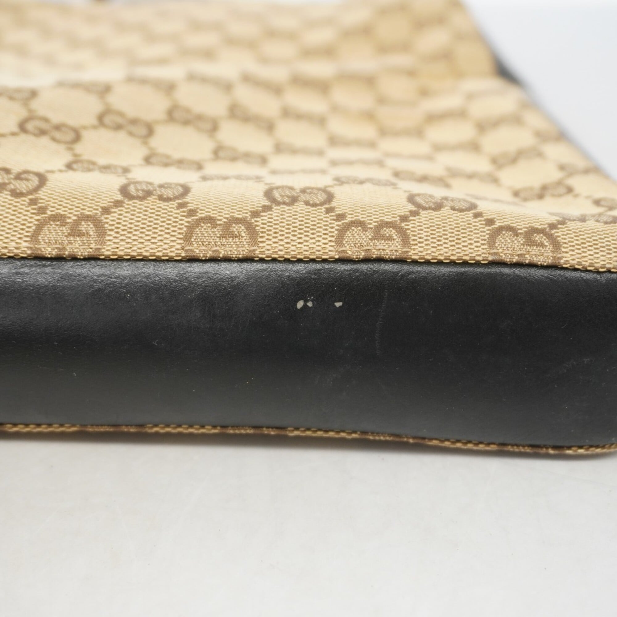 Gucci Black Brown Canvas Shoulder Bag (Pre-Owned)
