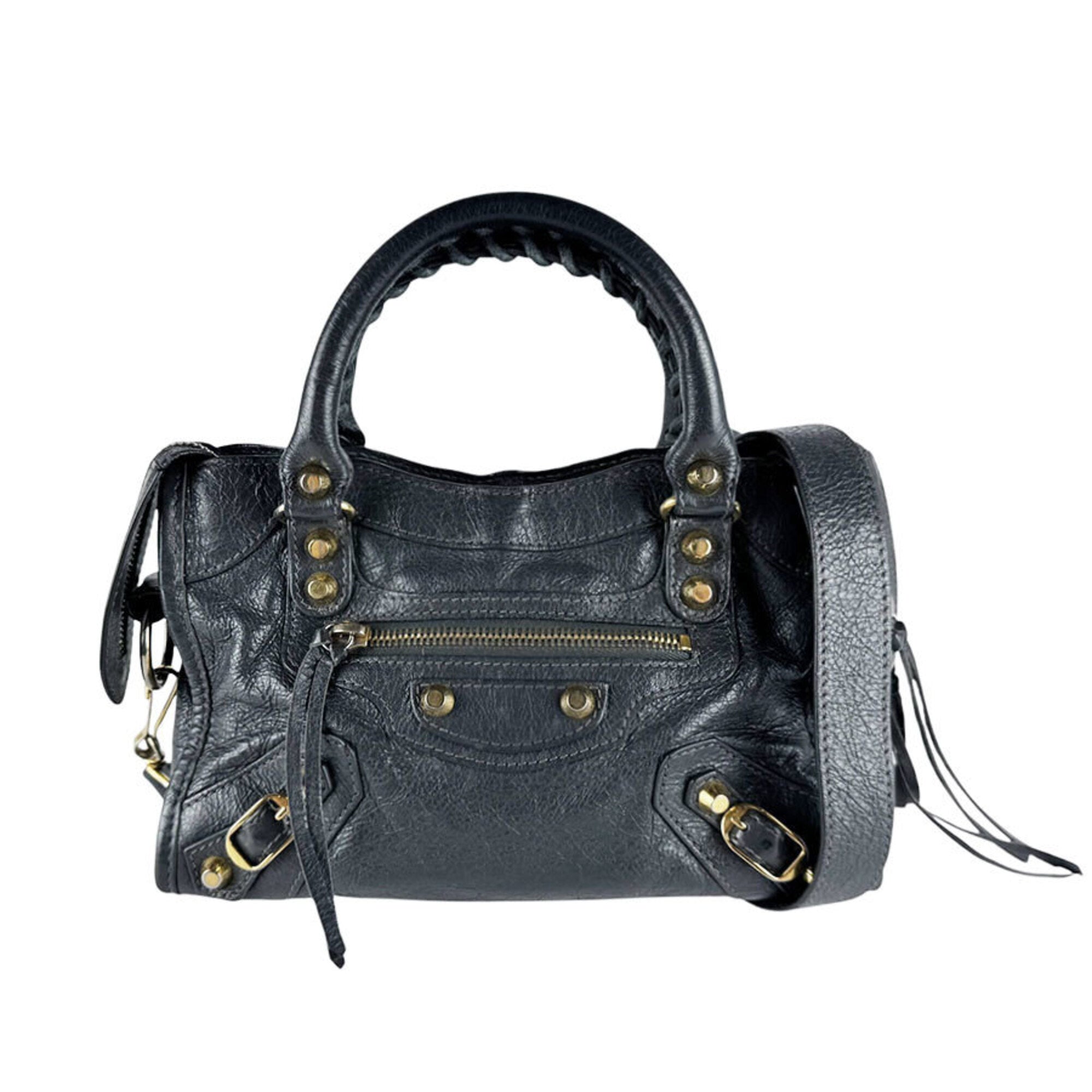 Balenciaga Gray Leather Handbag Shoulder Bag (Pre-Owned)