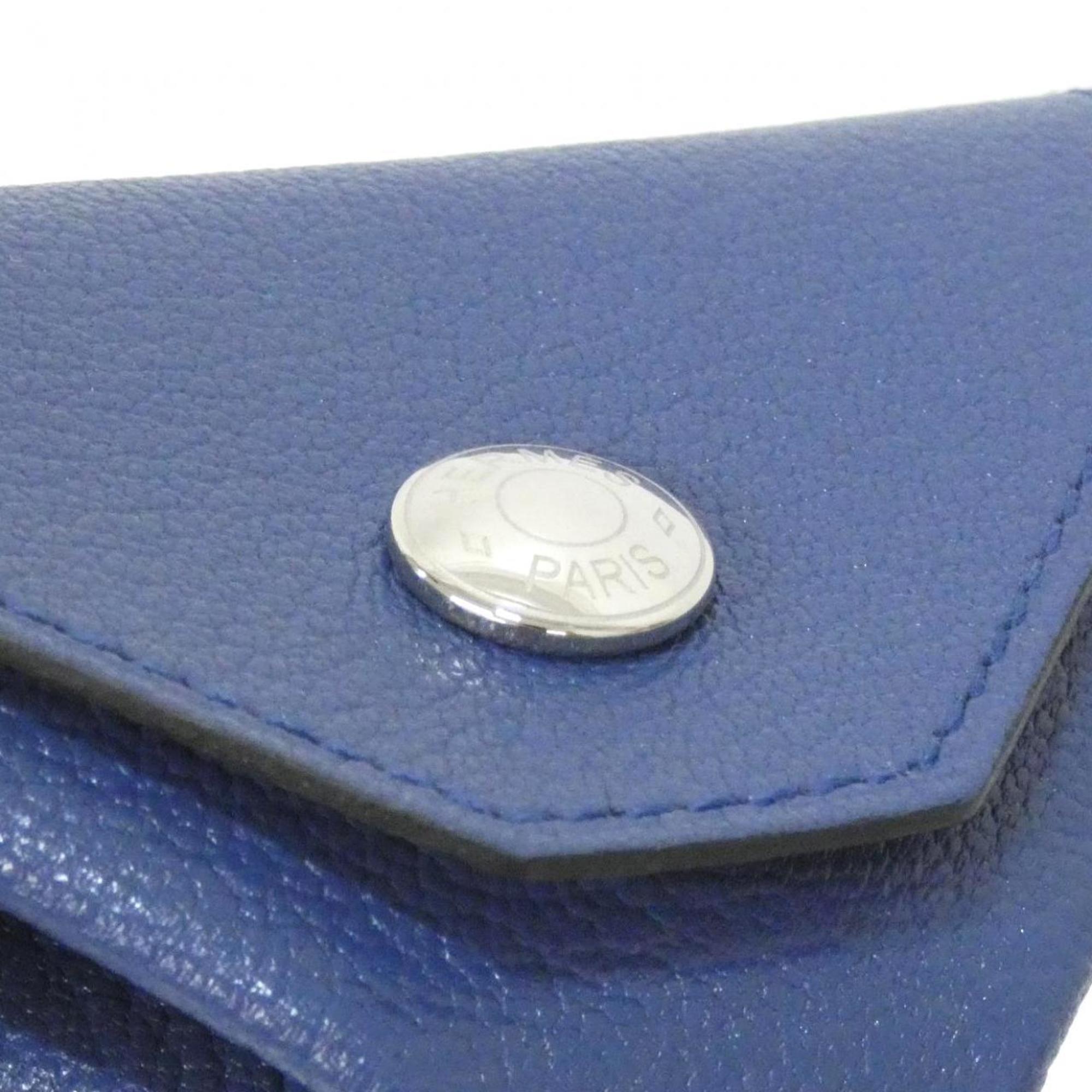 Hermes Blue Agate Chevre Leather Coin Purse/Coin Case (Pre-Owned)