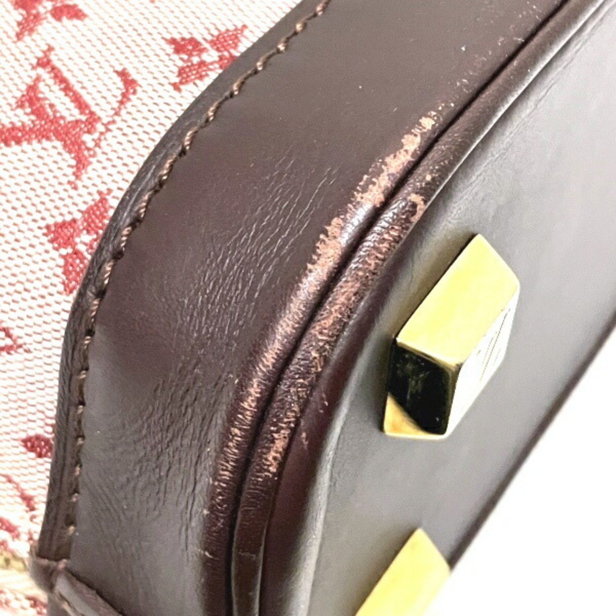 Louis Vuitton Monogram Mini Red Color Canvas Leather Handbag (Pre-Owned)