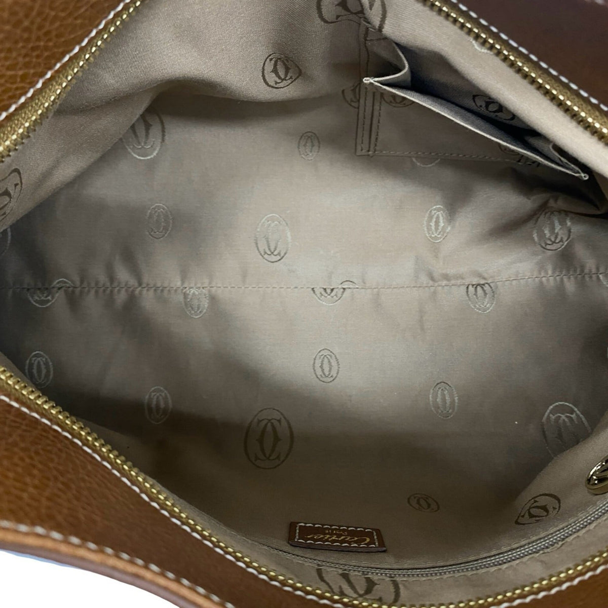 Cartier Brown Leather Handbag Tote Bag (Pre-Owned)