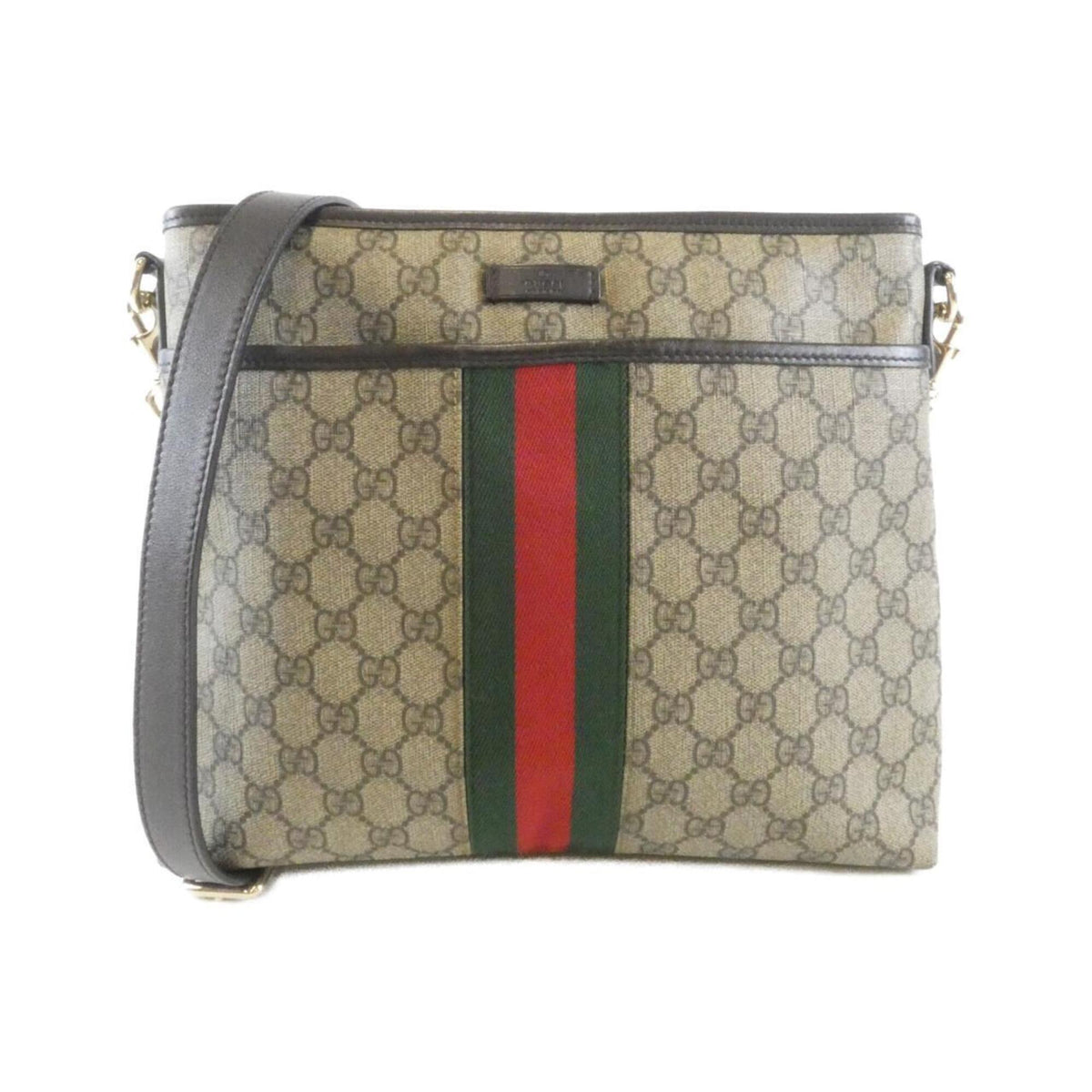Gucci Beige Brown Gg Supreme Canvas Shoulder Bag (Pre-Owned)