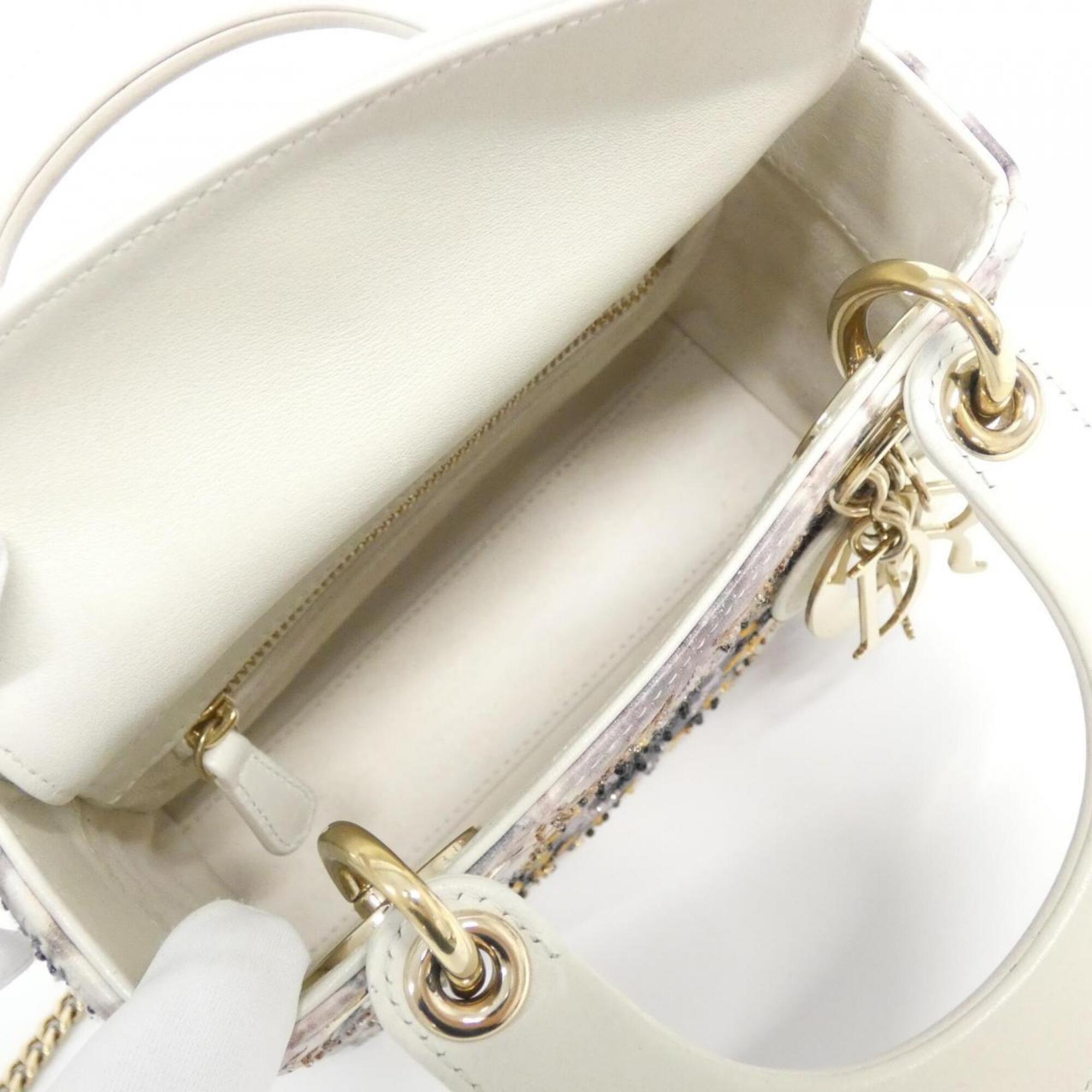 Christian Dior Multi-Color White Beads Leather Handbag (Pre-Owned)