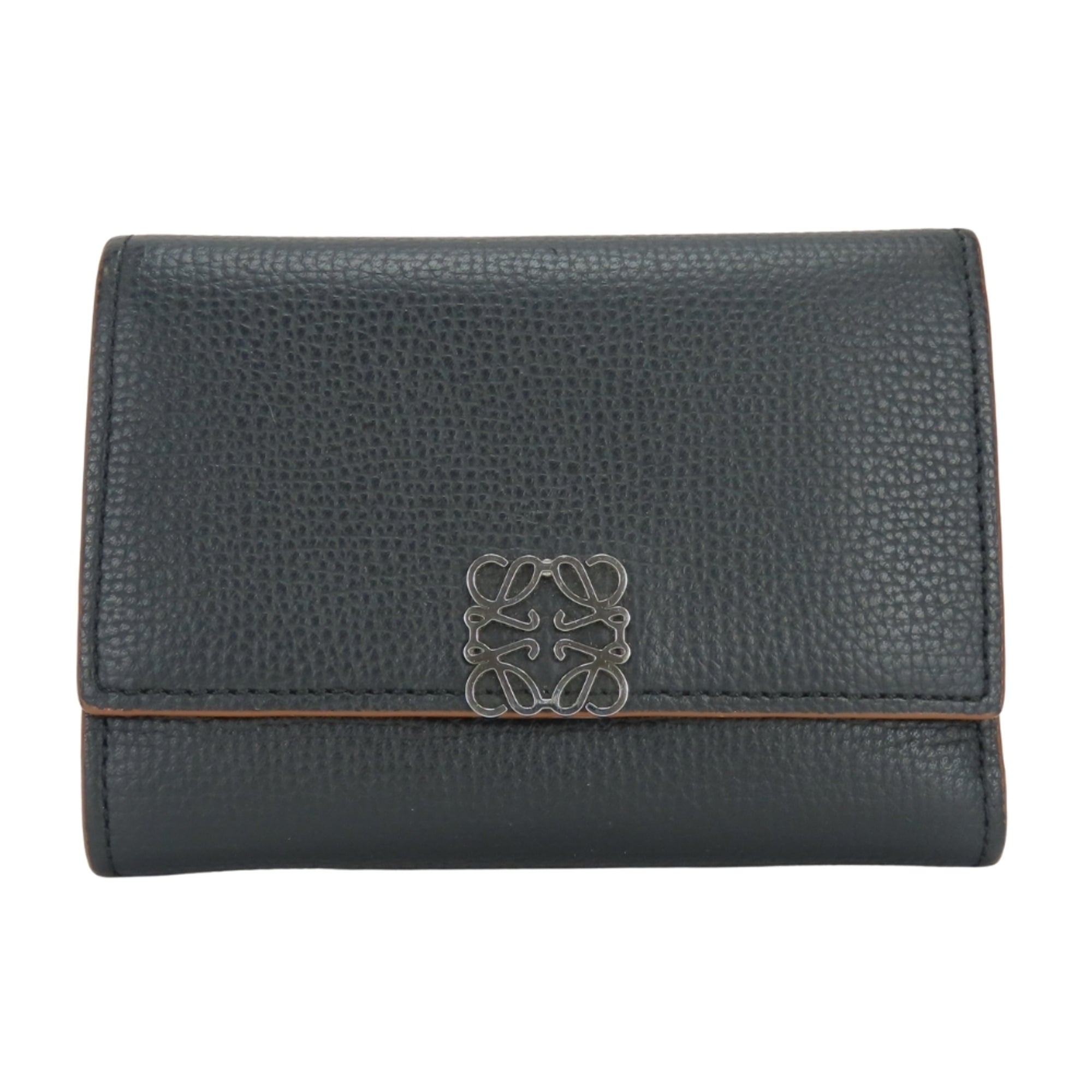 Loewe Black Brown Leather Wallet (Tri-Fold) (Pre-Owned)