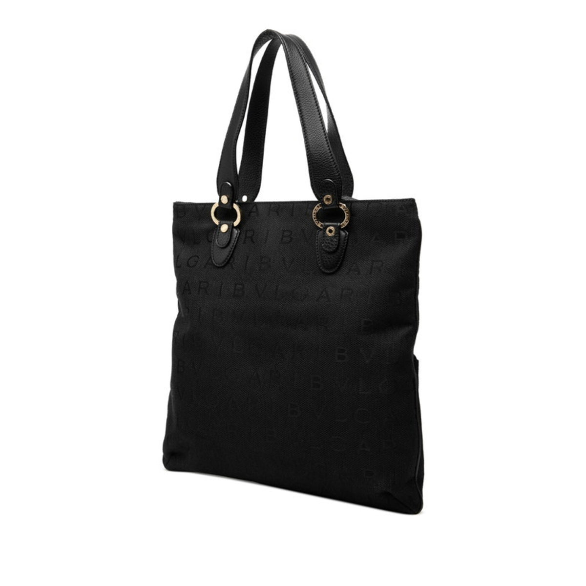 Bvlgari Black Canvas Leather Handbag Tote Bag (Pre-Owned)