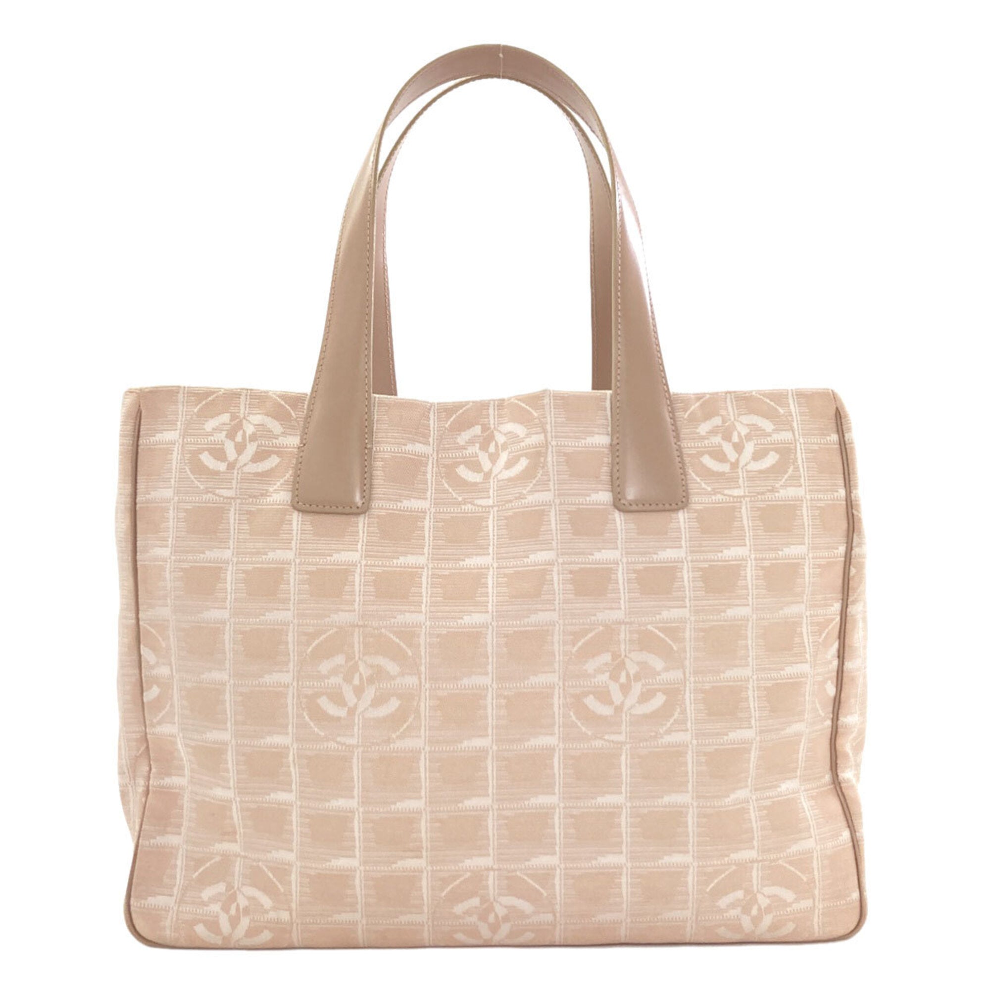 Chanel New Travel Line Beige Jacquard Tote Bag (Pre-Owned)