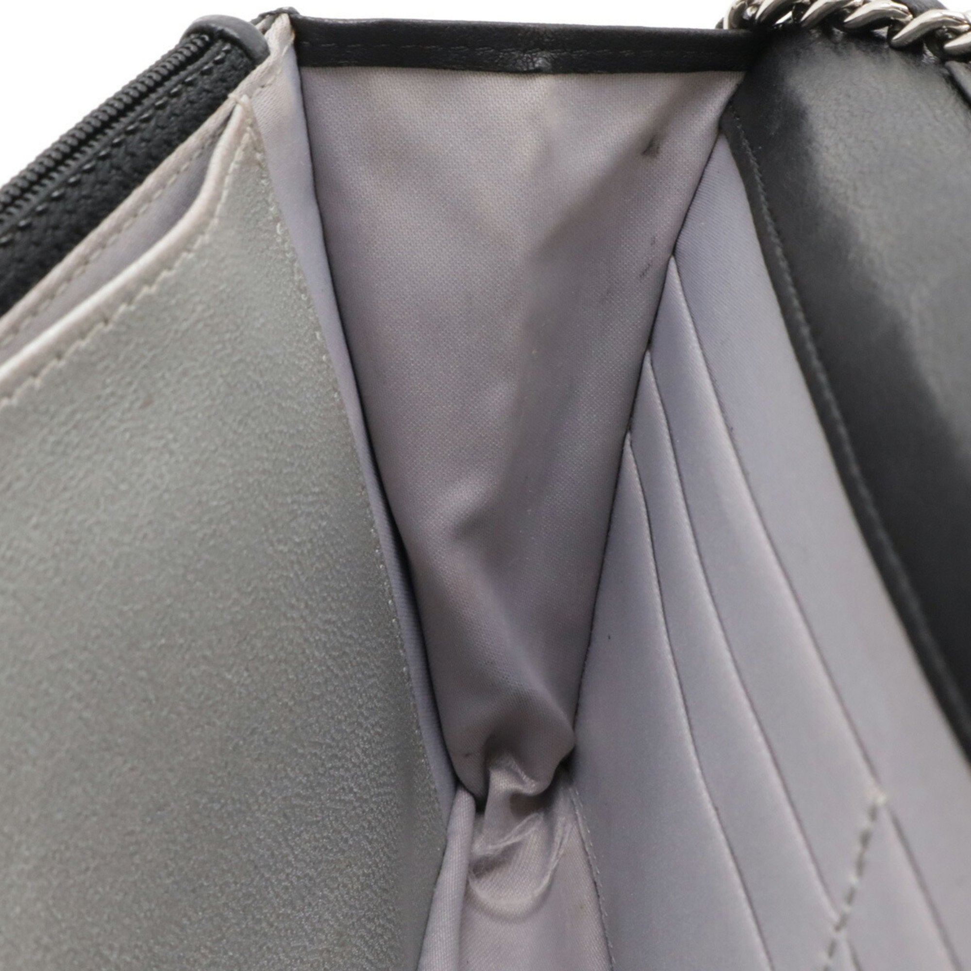 Chanel Camellia Black Leather Chain/Shoulder Wallet (Pre-Owned)