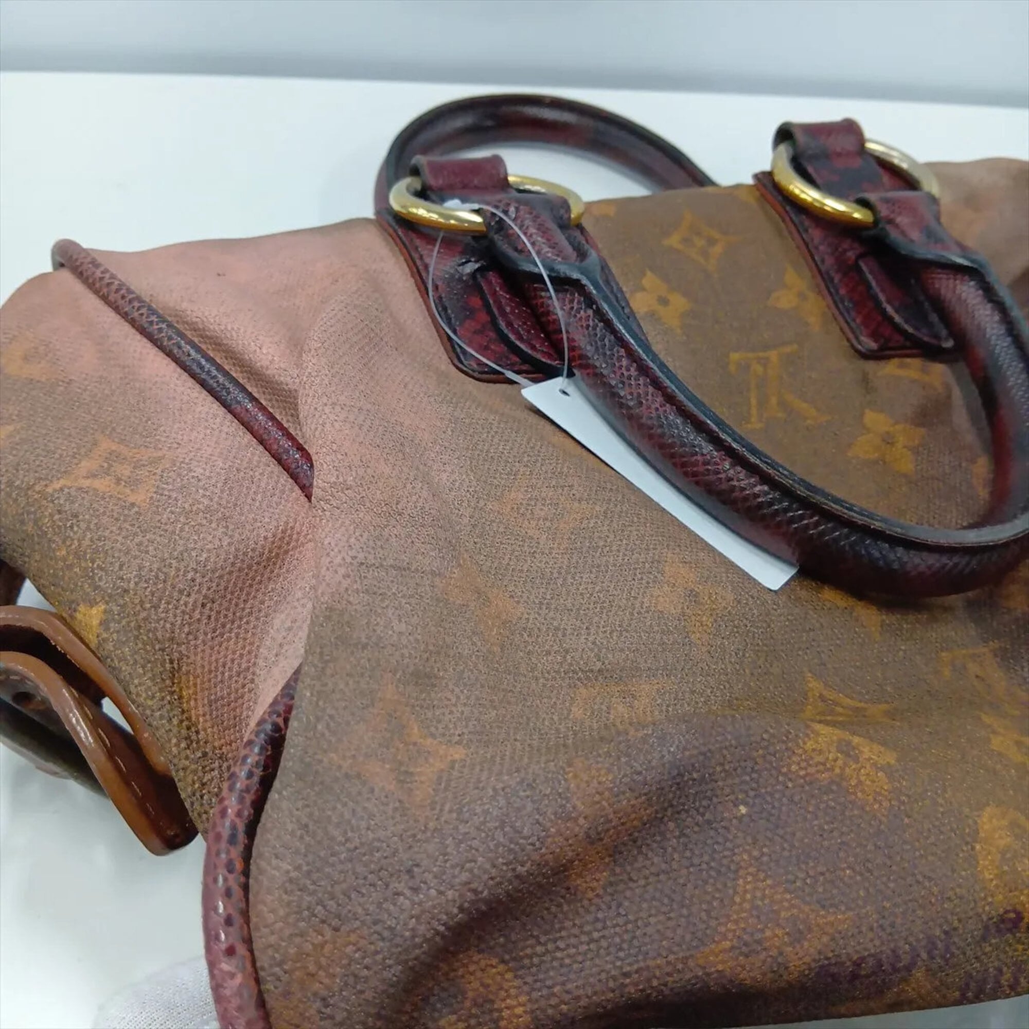 Louis Vuitton Brown Leather Coated Canvas Handbag Tote Bag (Pre-Owned)