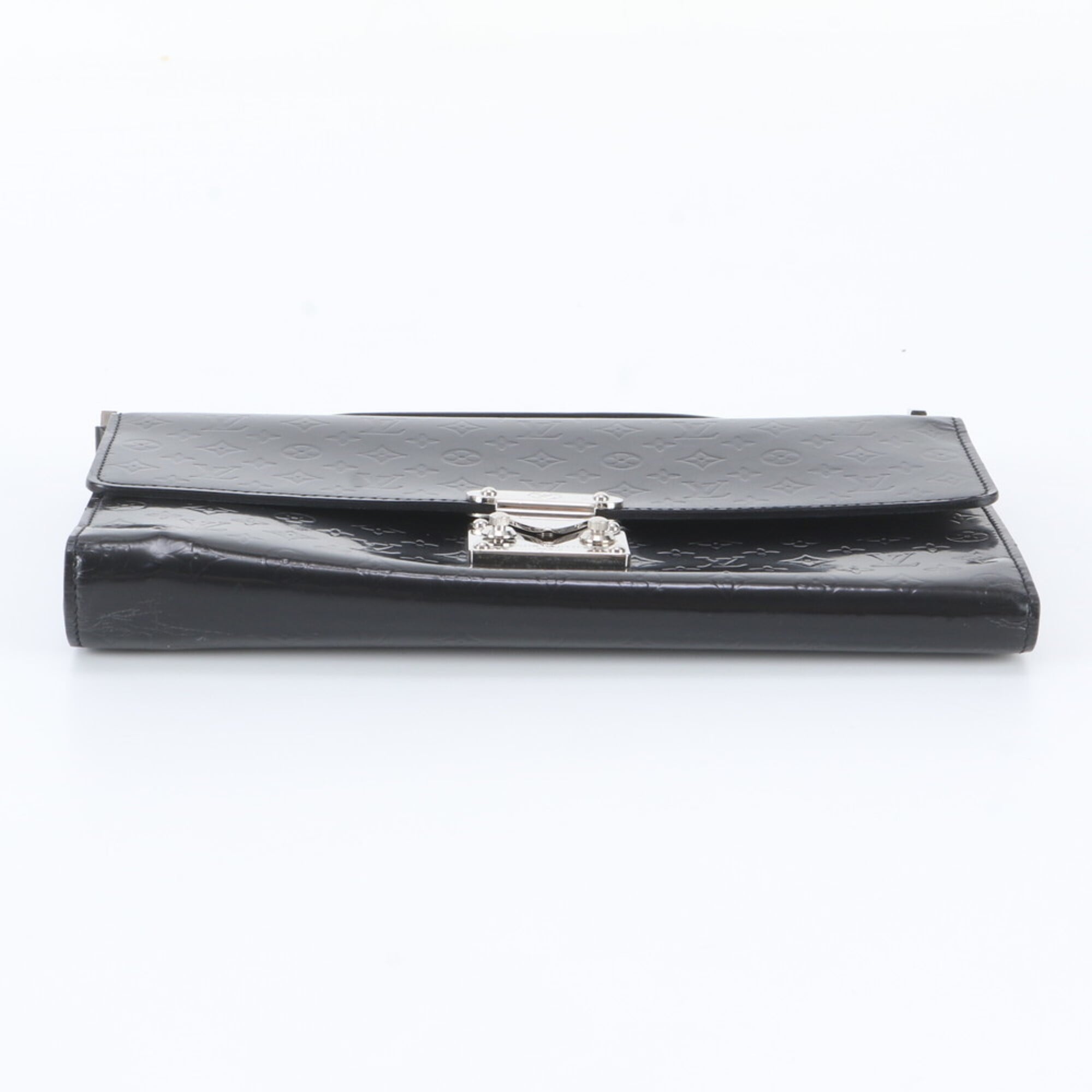 Louis Vuitton Noir Leather Clutch Bag Handbag (Pre-Owned)