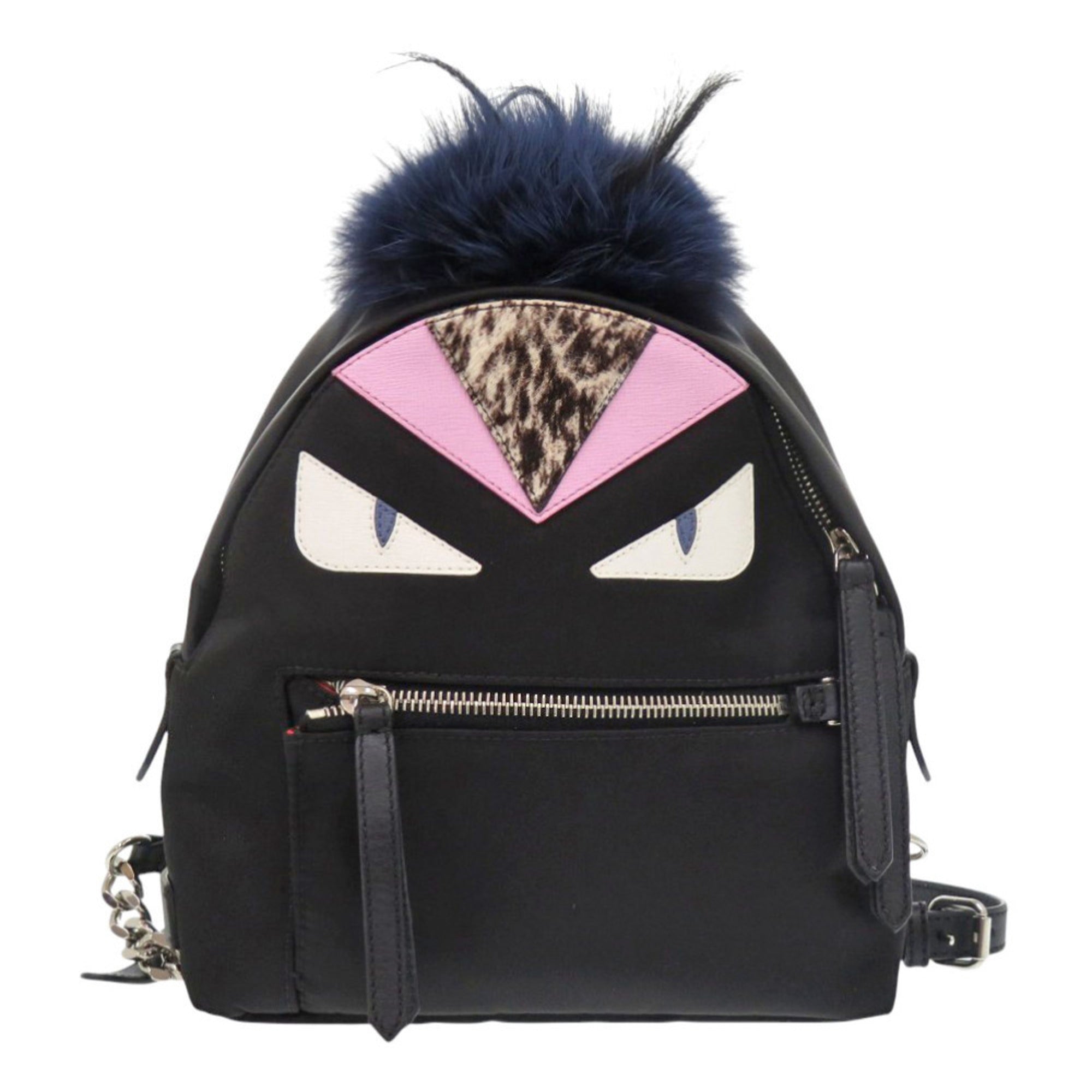 Fendi Black Nylon Fur Backpack (Pre-Owned)