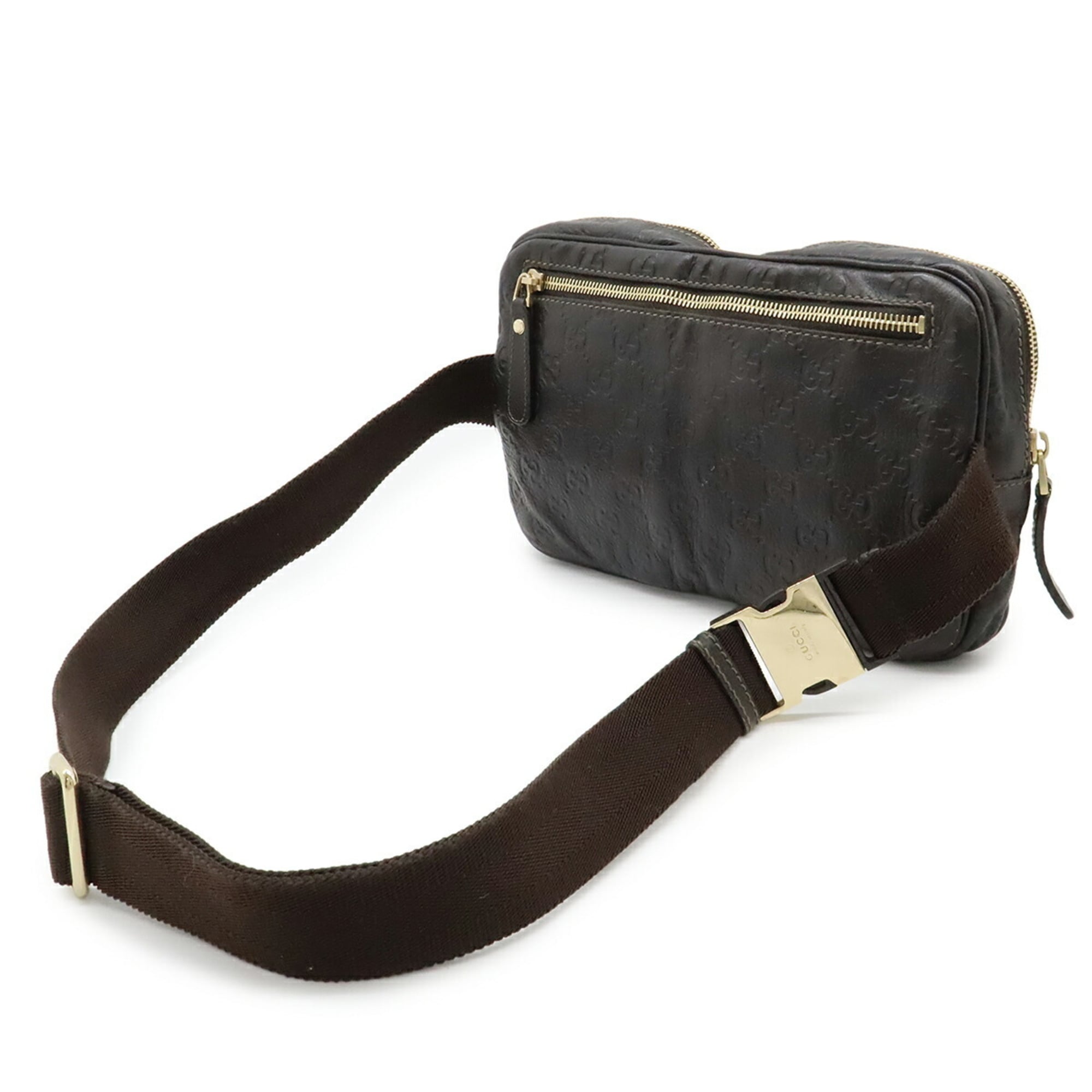 Gucci Dark Brown Leather Fanny Pack Pouch (Pre-Owned)