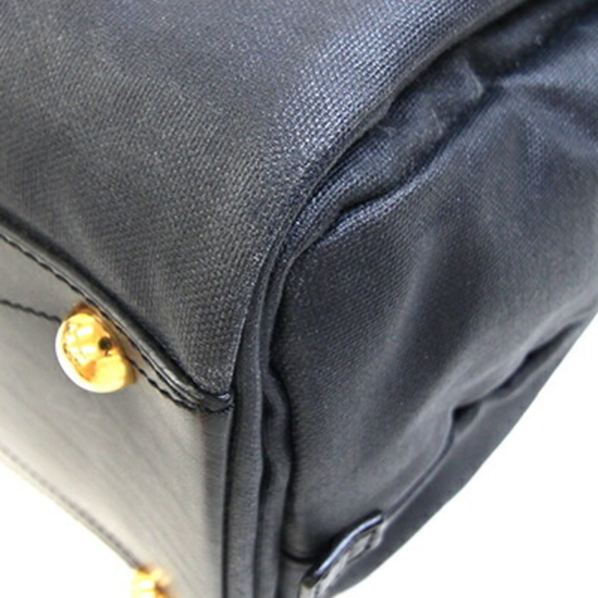 Loewe Black Coated Canvas Leather Boston Bag Handbag (Pre-Owned)
