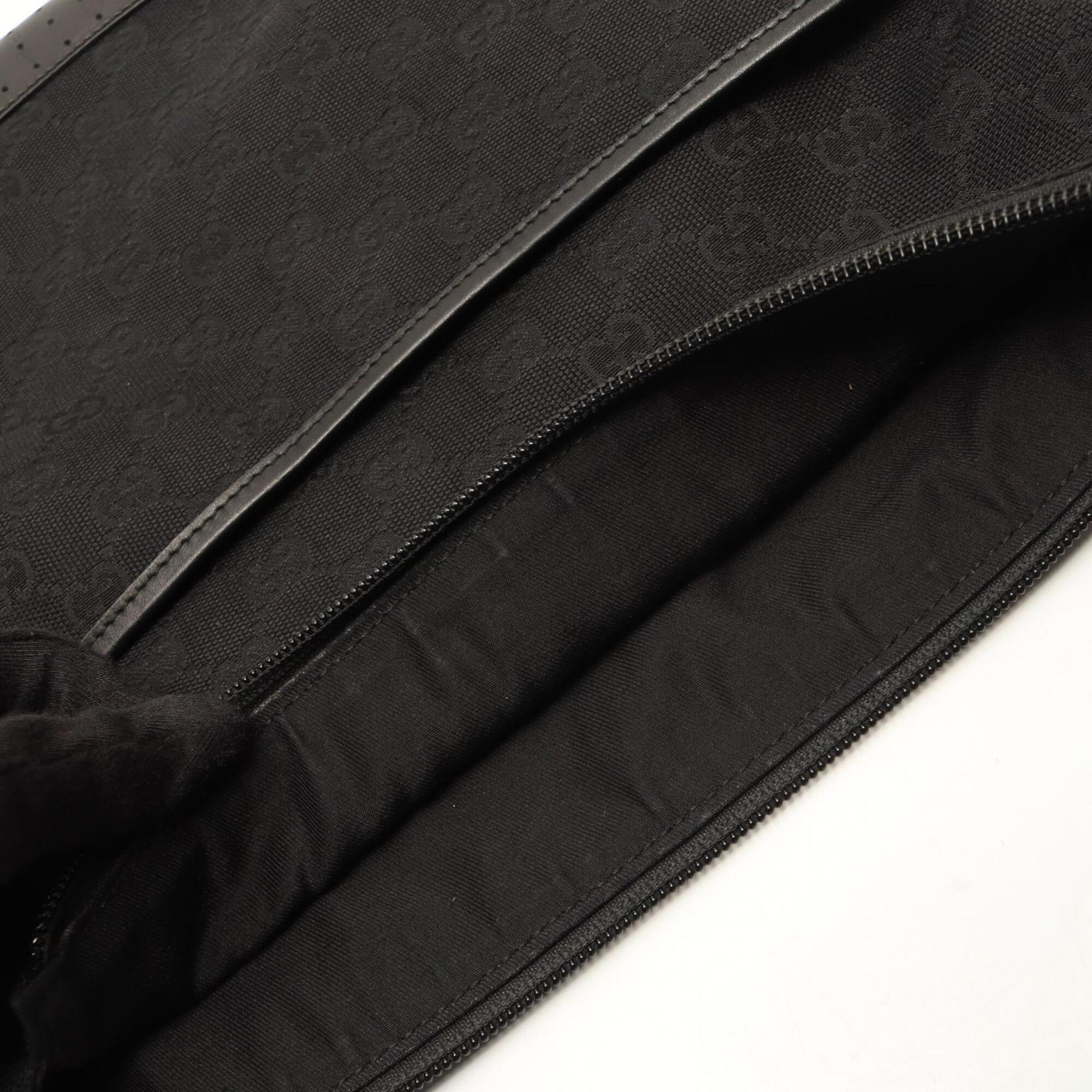 Gucci Black Gg Canvas Leather Handbag Shoulder Bag (Pre-Owned)