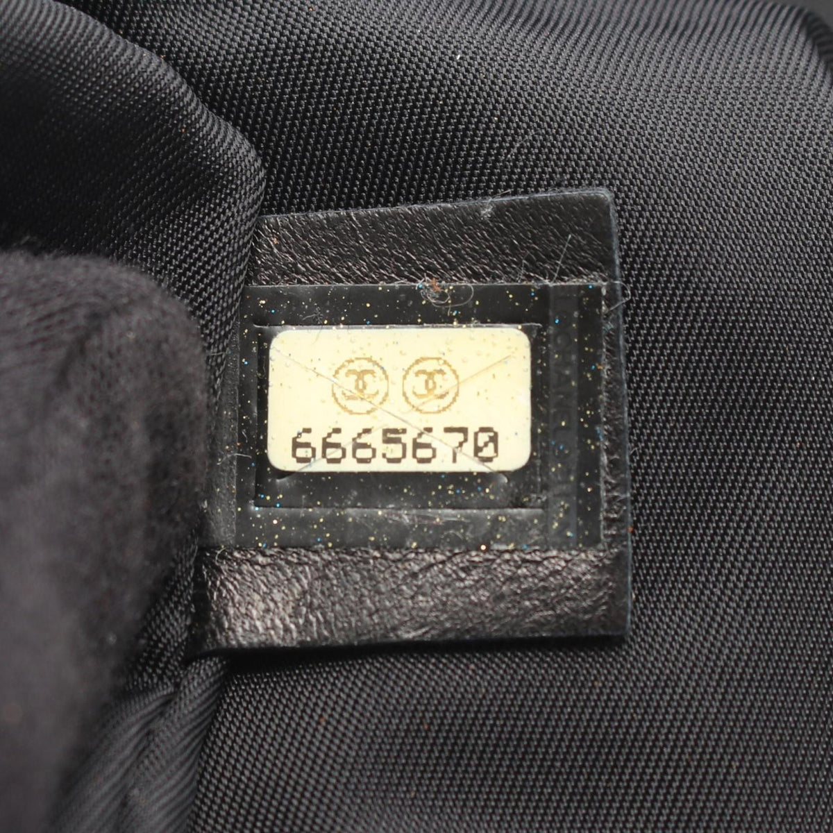 Chanel Black Leather Nylon Canvas Handbag Tote Bag (Pre-Owned)