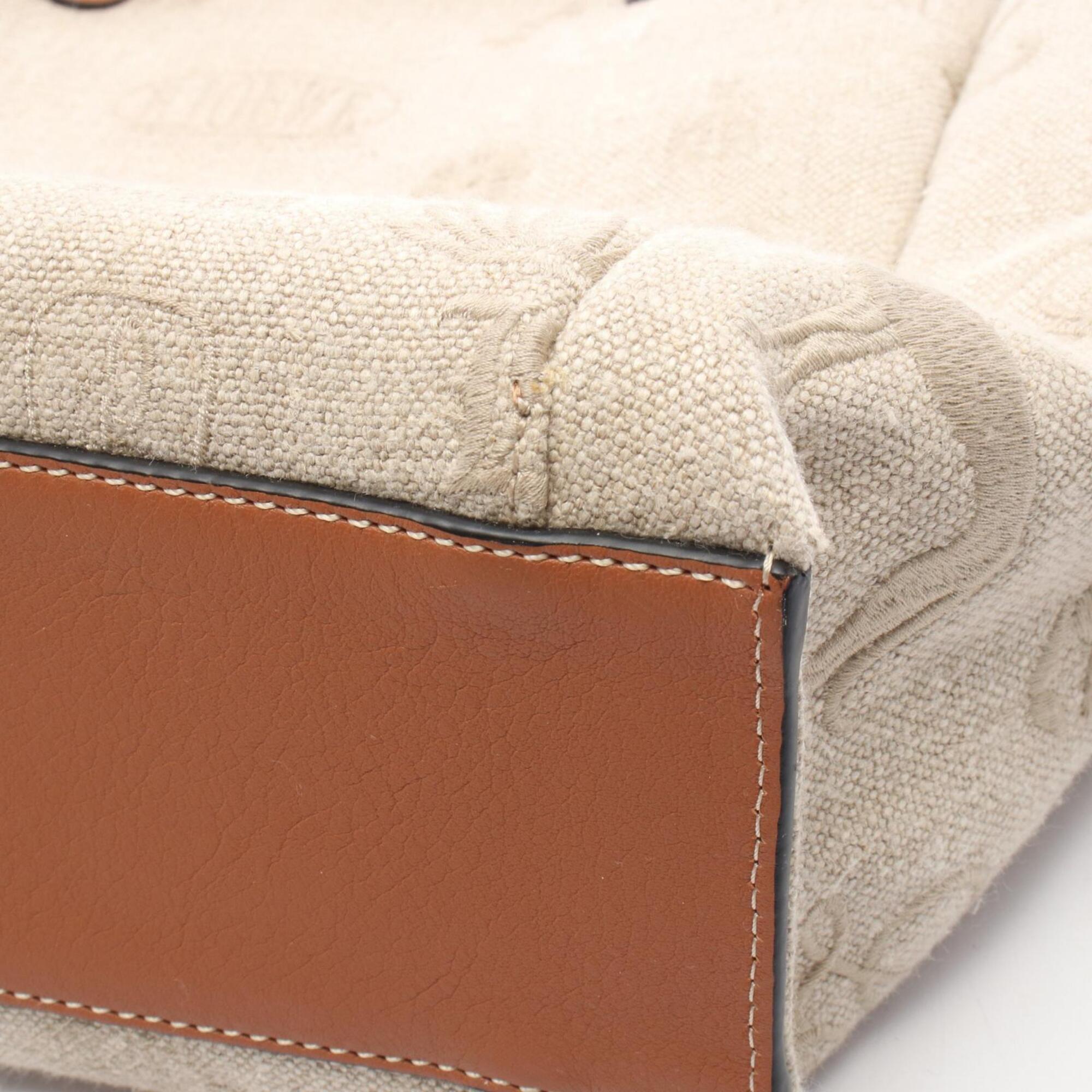 Loewe Flamenco Beige Brown Canvas Leather Handbag Tote Bag (Pre-Owned)