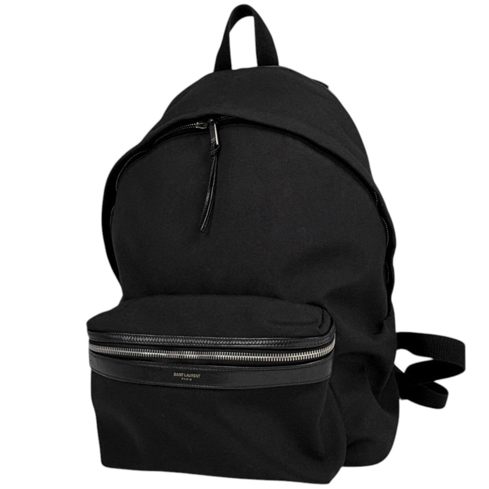 Saint Laurent Black Canvas Leather Backpack (Pre-Owned)