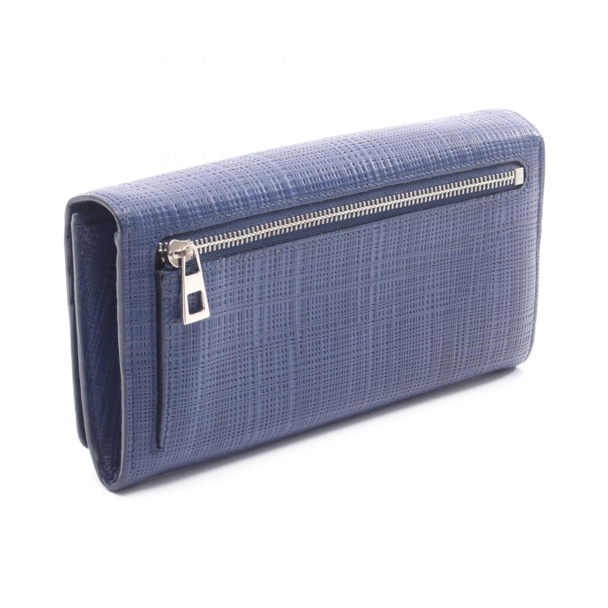Loewe Navy Leather Long Wallet (Bi-Fold) (Pre-Owned)