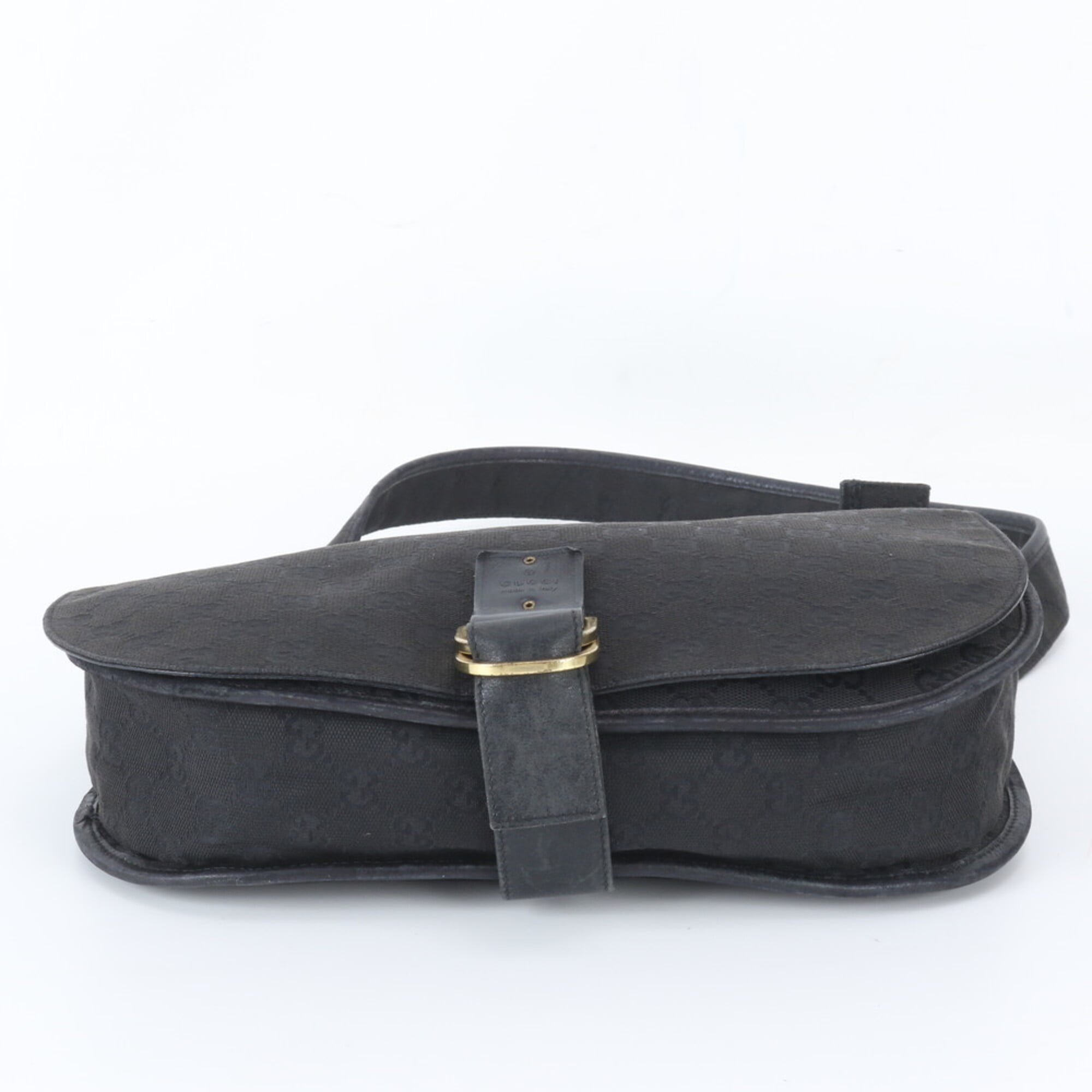 Gucci Gg Canvas Black Gg Canvas Leather Handbag Shoulder Bag (Pre-Owned)